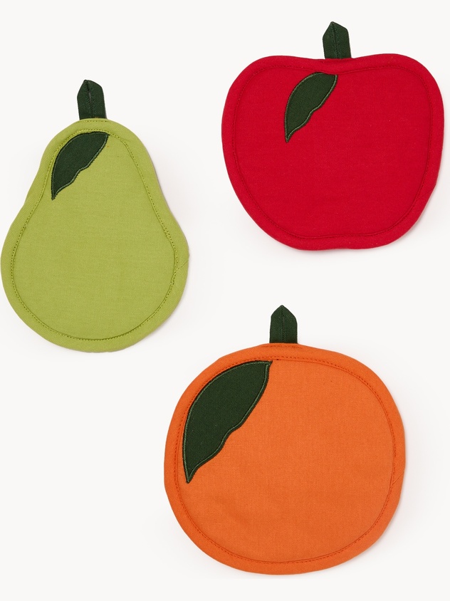 Embroidered fruit-shaped potholder