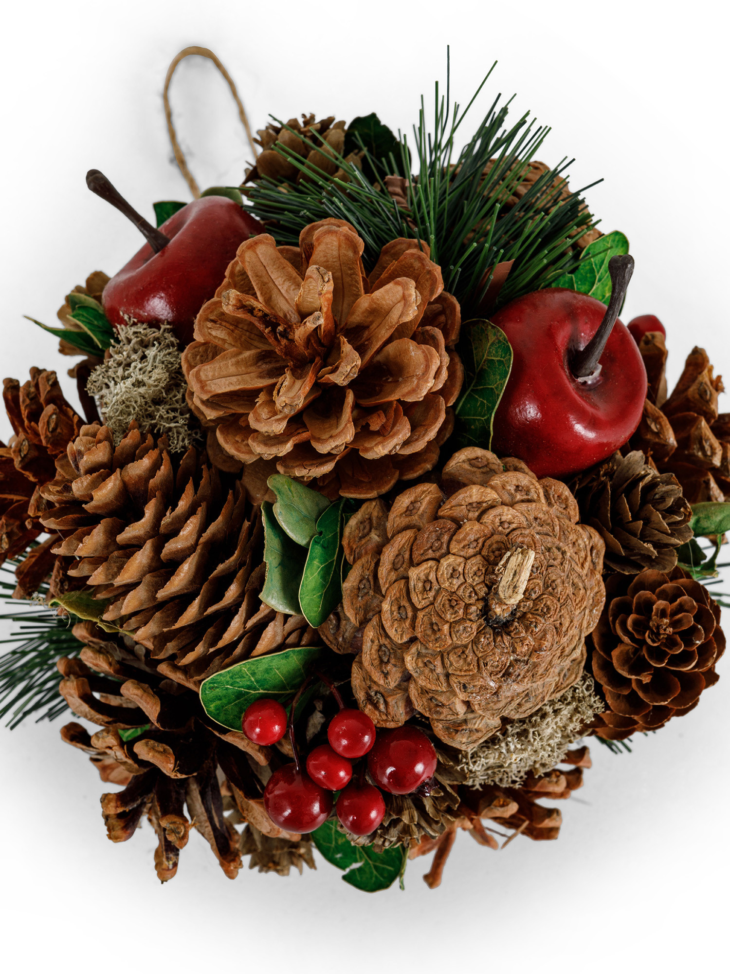Ball of pine cones and fruit, Brown, large