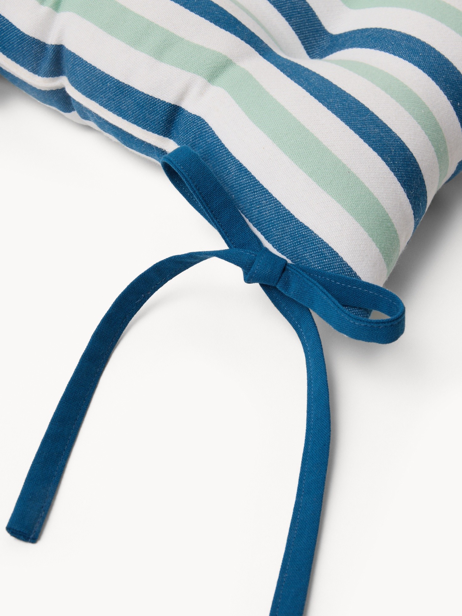 Striped Yarn-Dyed Cotton Chair Cushion - Introductory Price, Verde/Azzurro, large image number 1