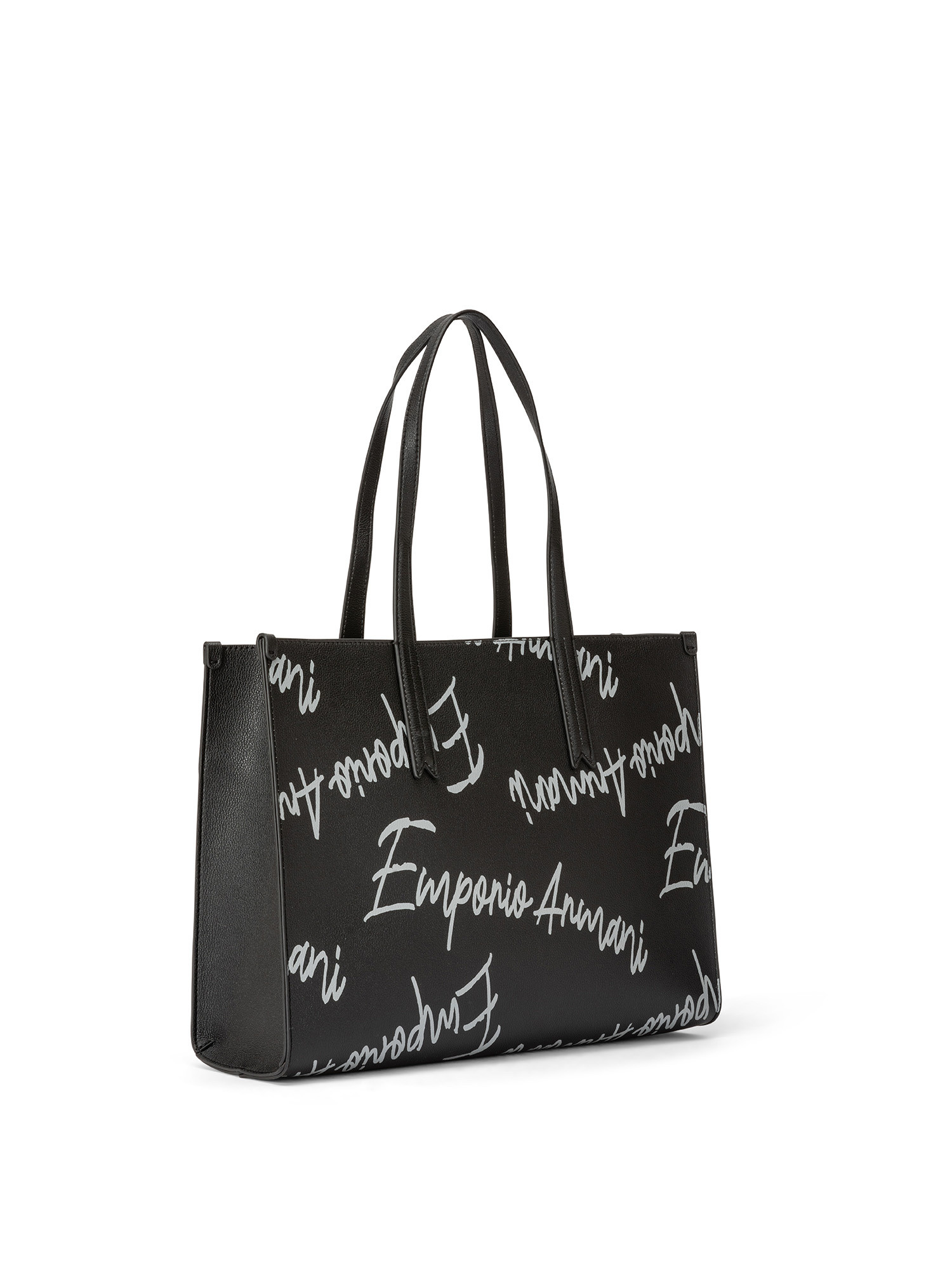 Emporio Armani - Bag with all-over lettering logo, Black, large image number 1