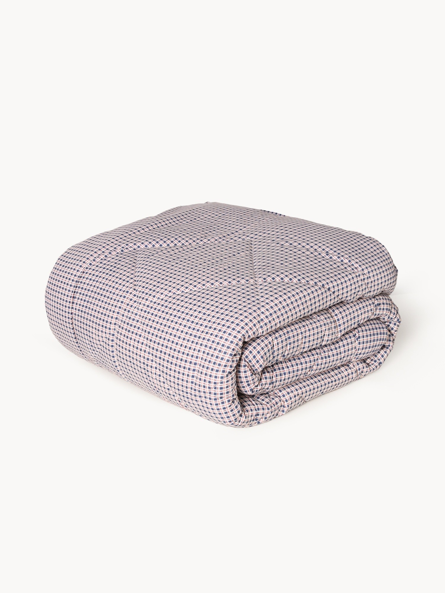 Pure cotton checked quilt set, White / Blue, large image number 0