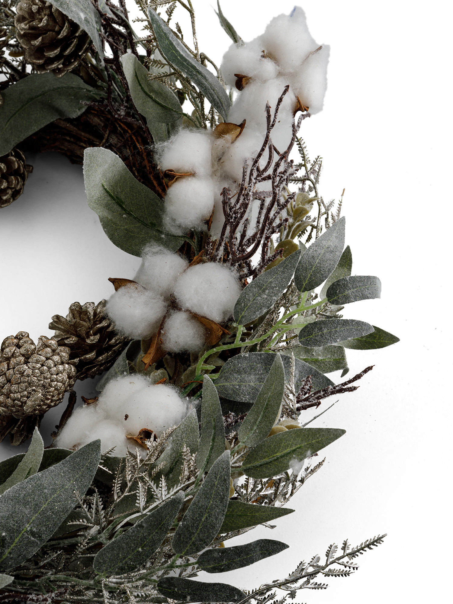 Wreath with cotton flowers, Green, large image number 1