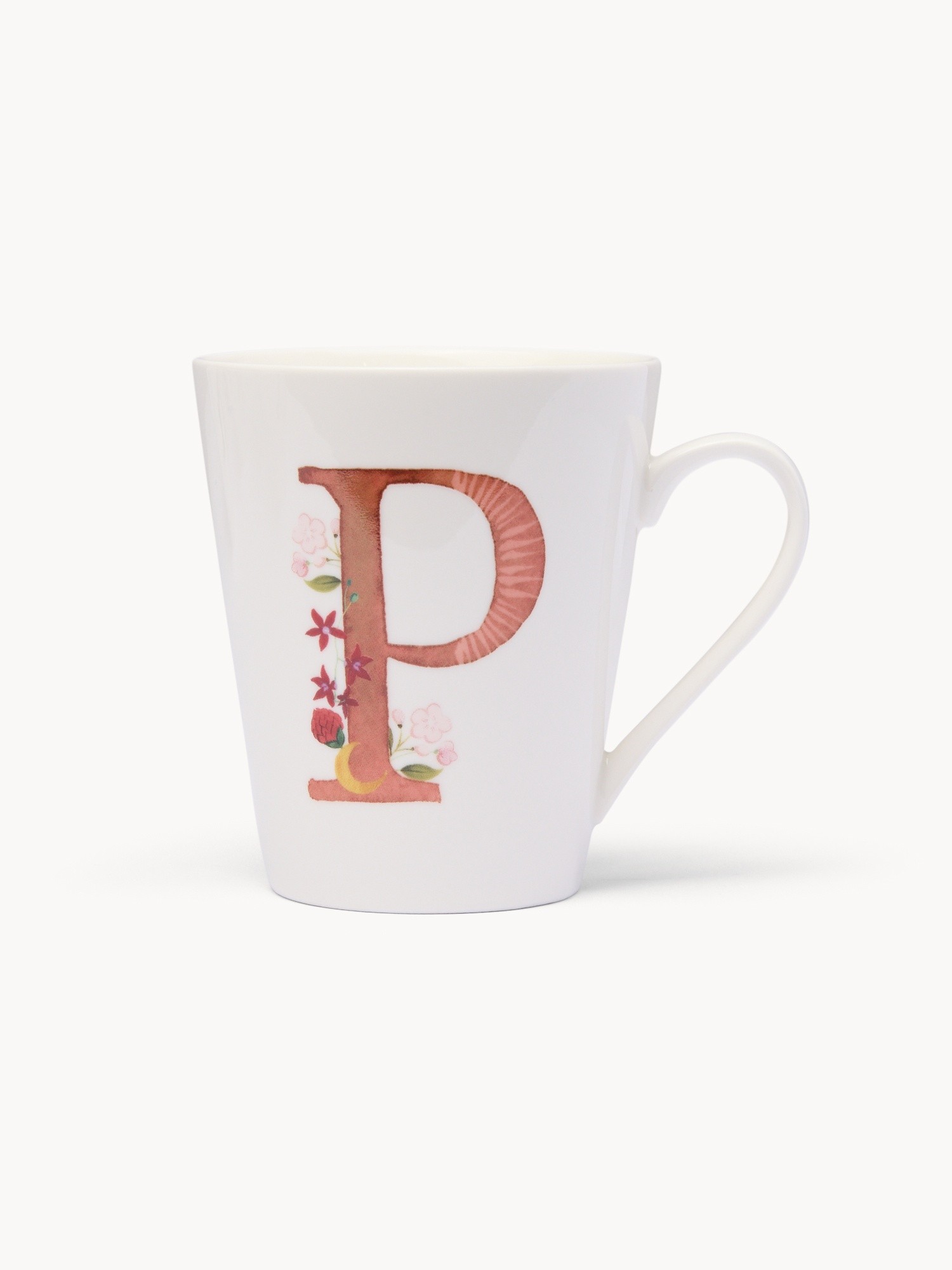 New bone china mug,letter P, White 1, large image number 1