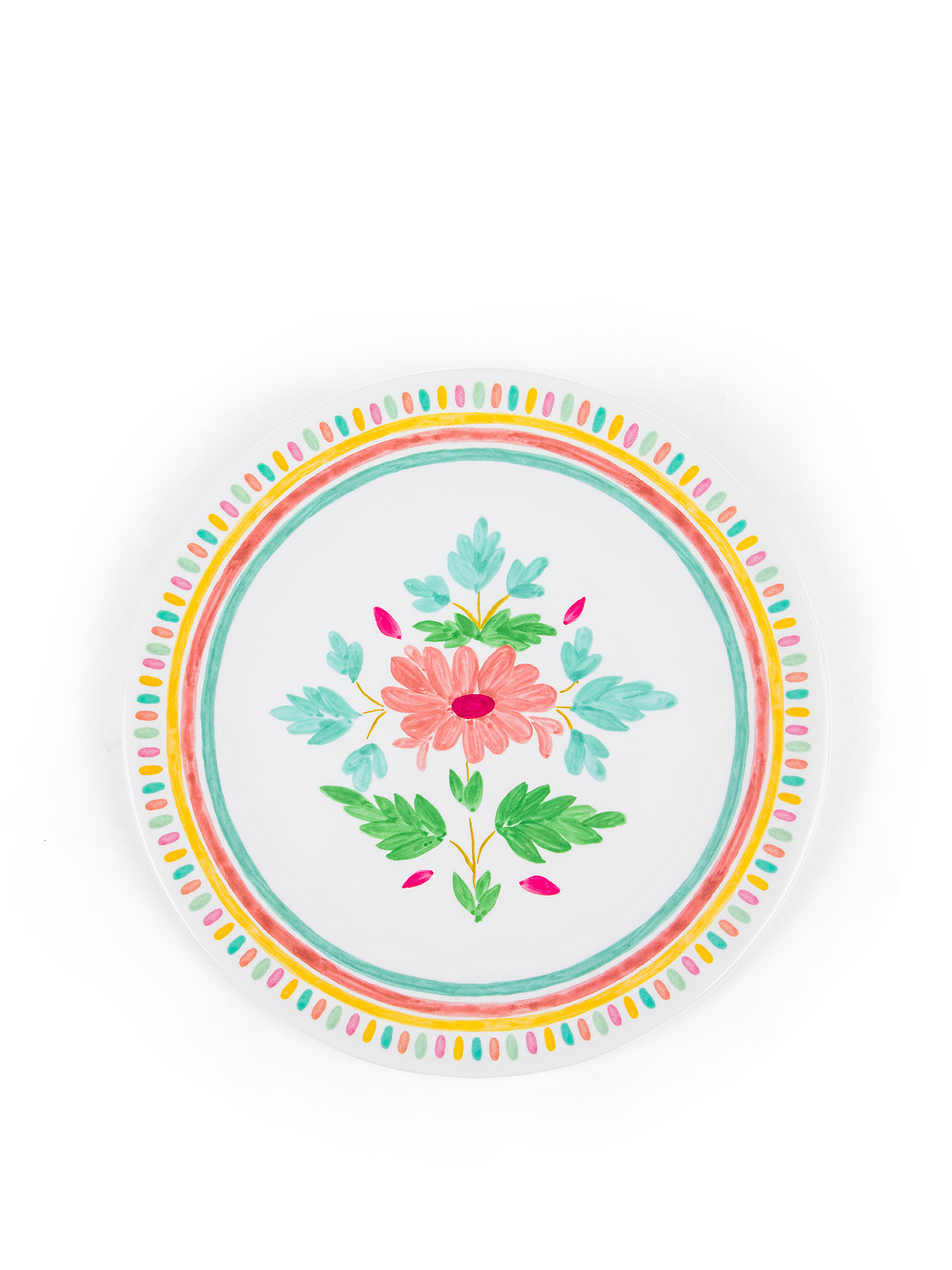 Melamine dinner plate with flower motif, White, large image number 0