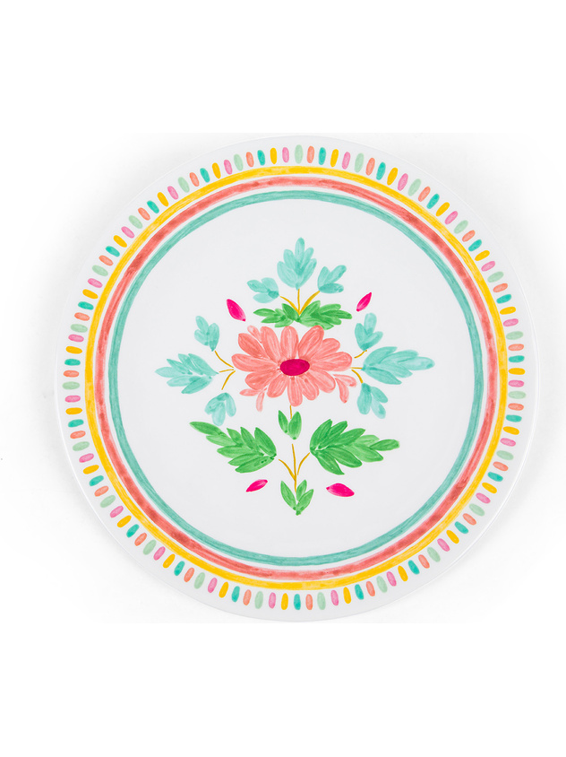 Piatto piano melammina motivo fiore