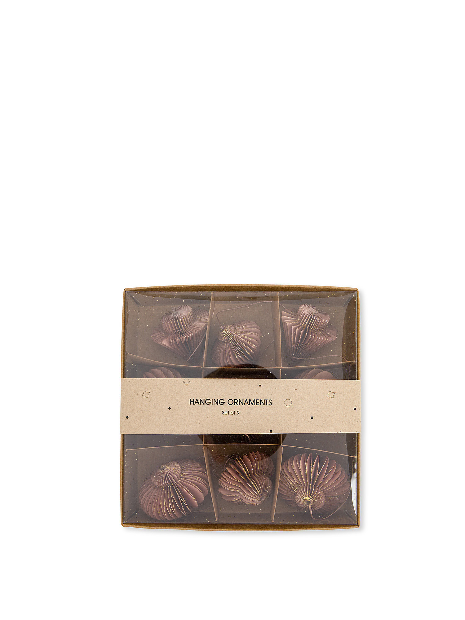 Box of 12 mini paper tree decorations, Beige, large image number 1