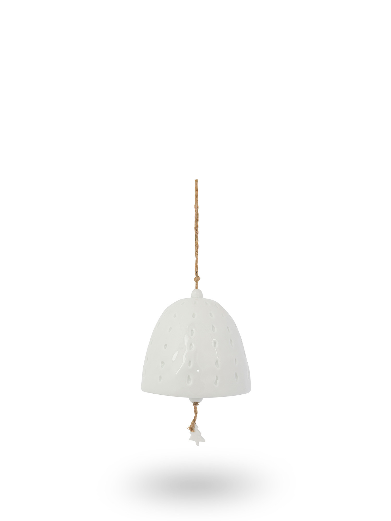 Addobbo albero a campana in porcellana, Bianco, large image number 0