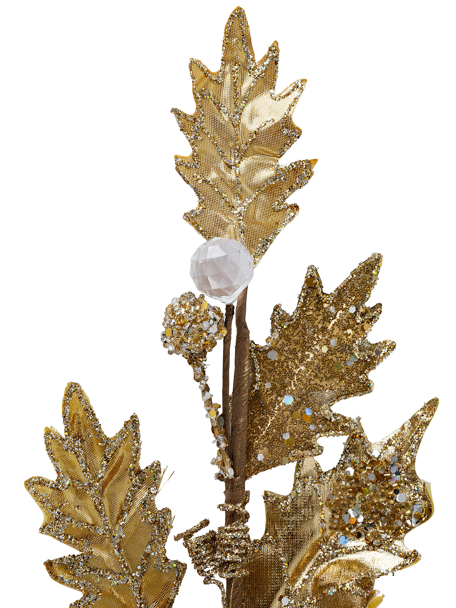 Ramo di agrifoglio con perline, Oro, large image number 1