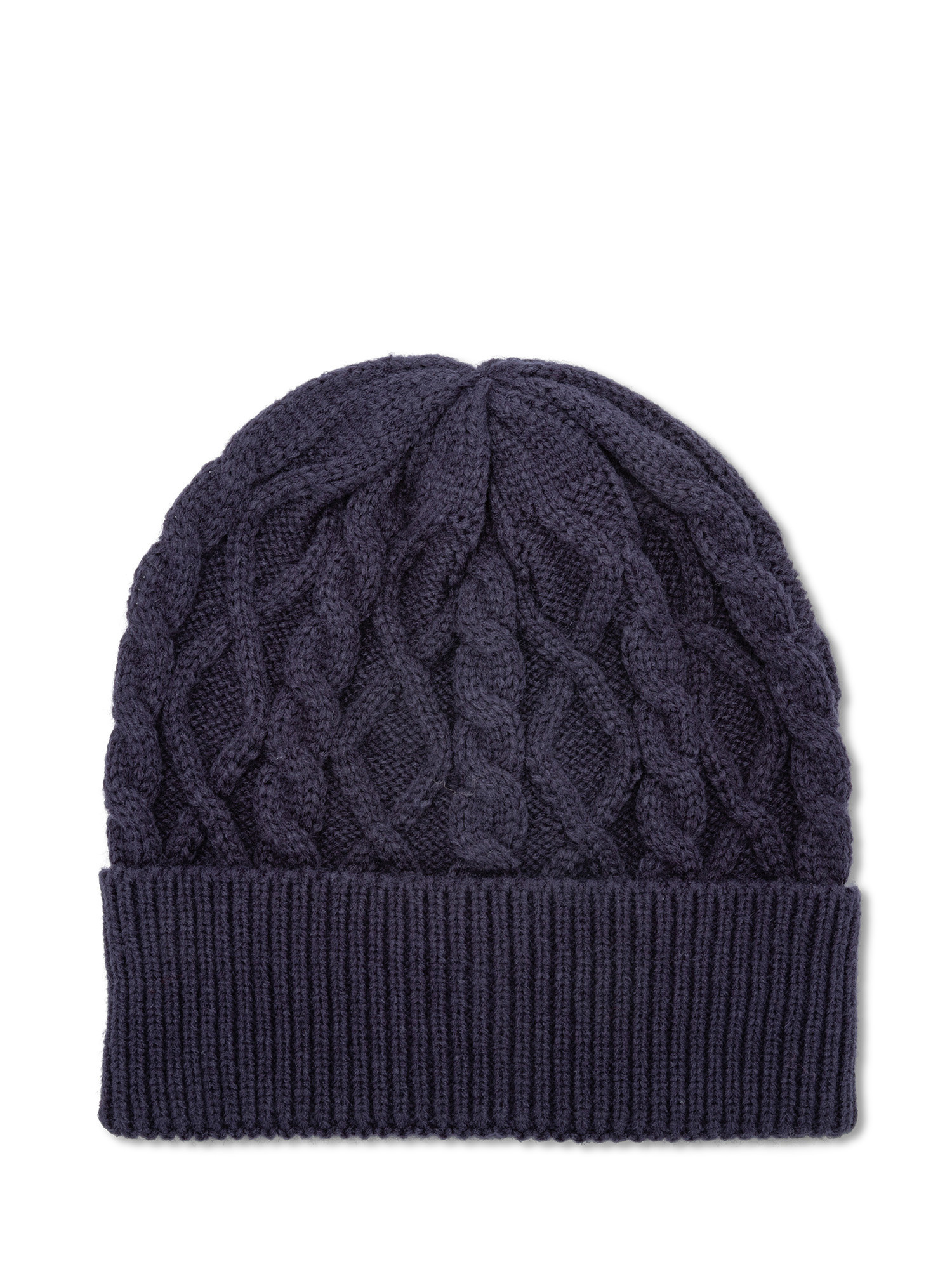 Luca D'Altieri - Beanie with knitted pattern, Dark Blue, large image number 0