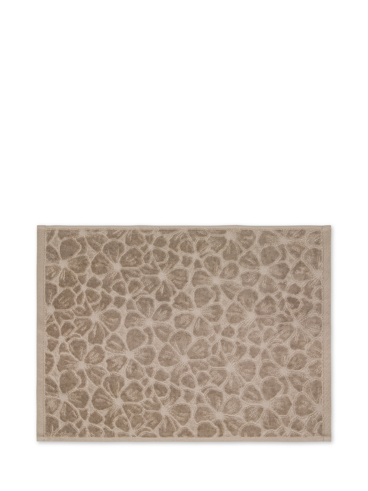 Cotton velour towel with embossed flower work, TAUPE, large image number 1