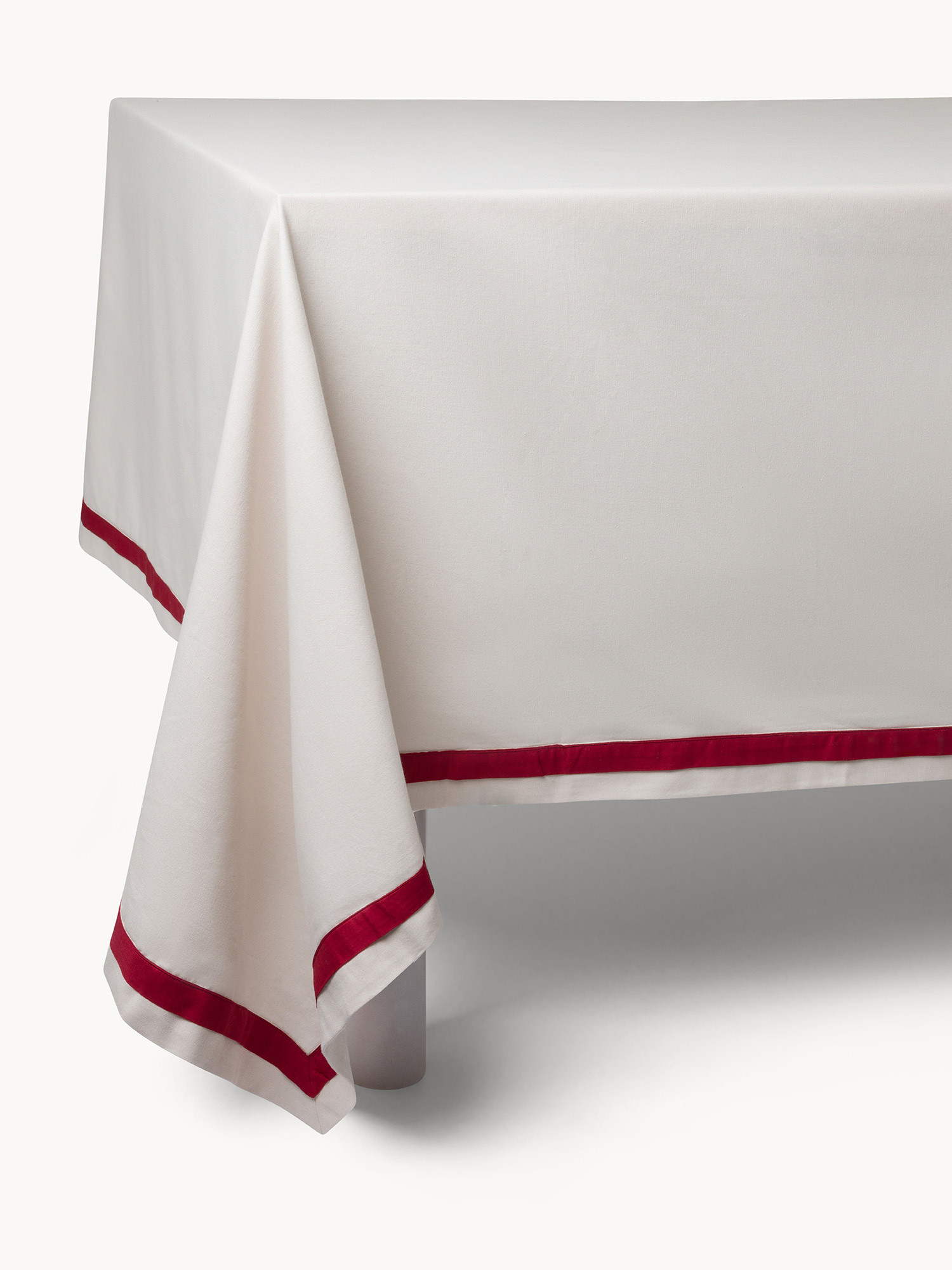 Set of 6 pure cotton tableware with red edge, White, large image number 0
