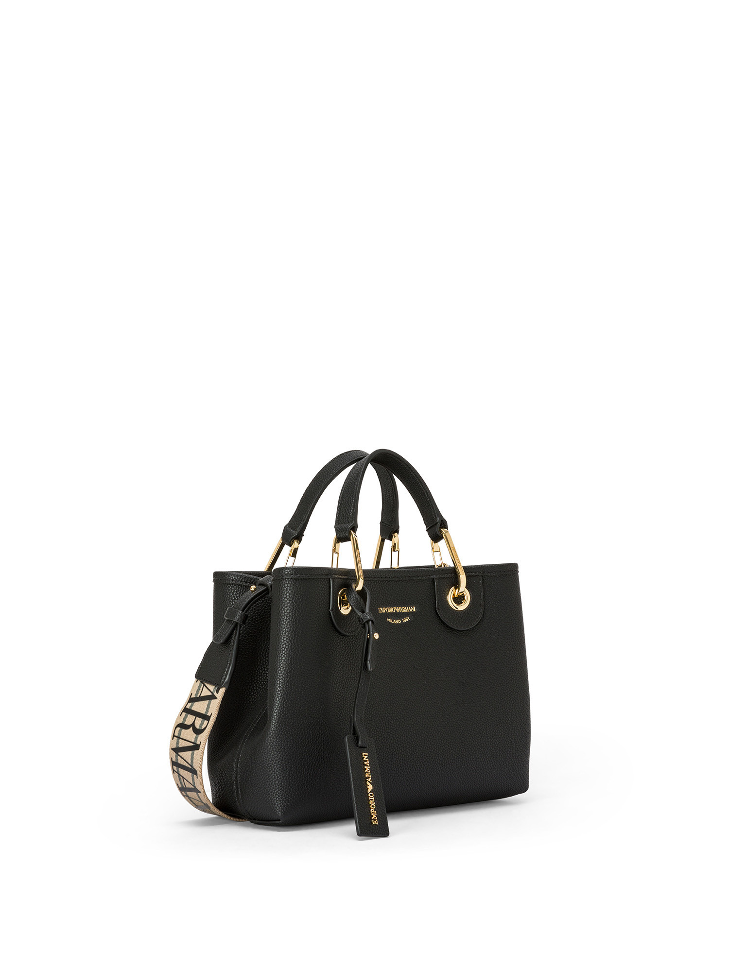 Emporio Armani - Small handbag with deer print, Black, large image number 1