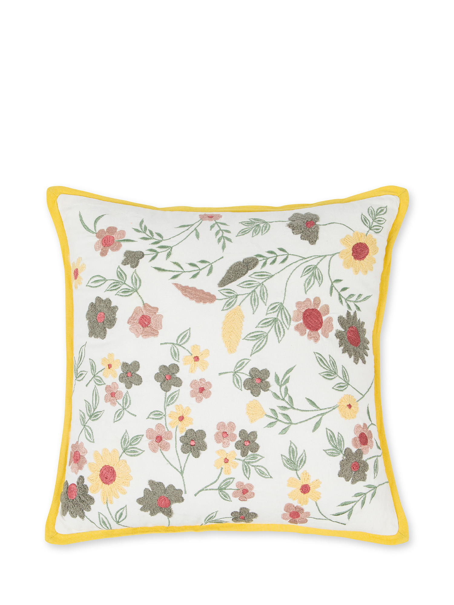 Flower embroidered cushion 45X45cm, White, large image number 0