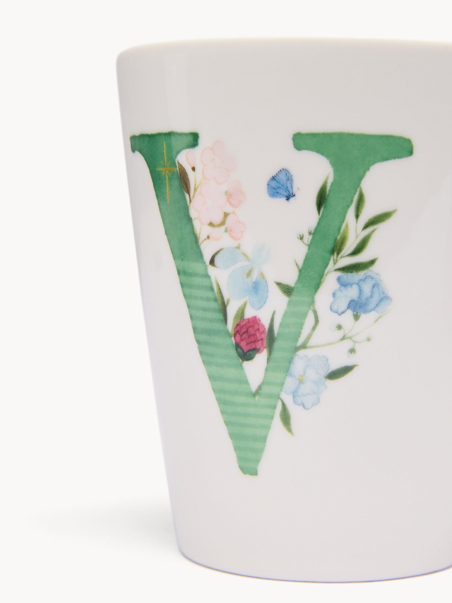 New bone china mug,letter V, White 1, large image number 0