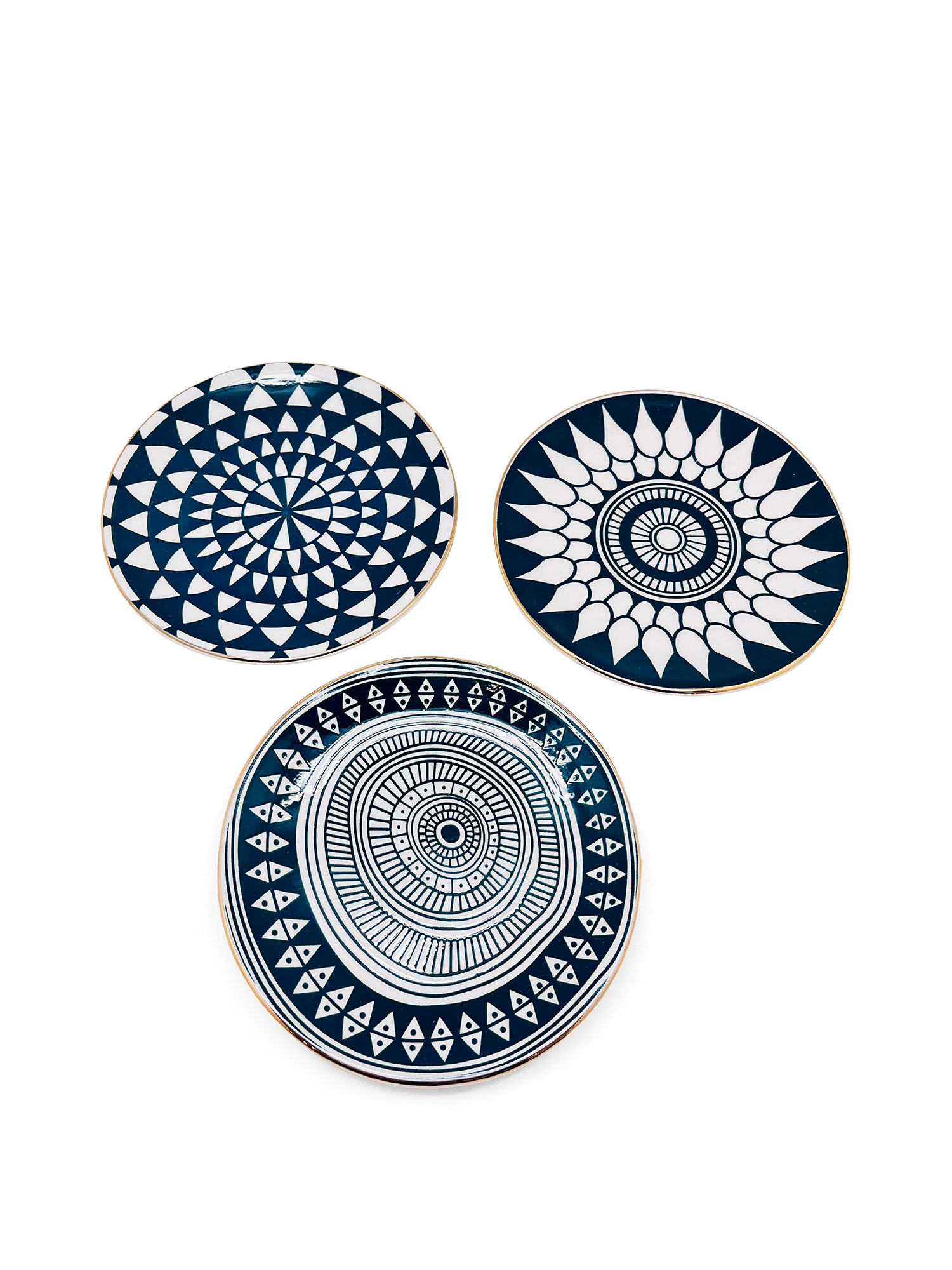 Piattino in ceramica decorata, Blu, large