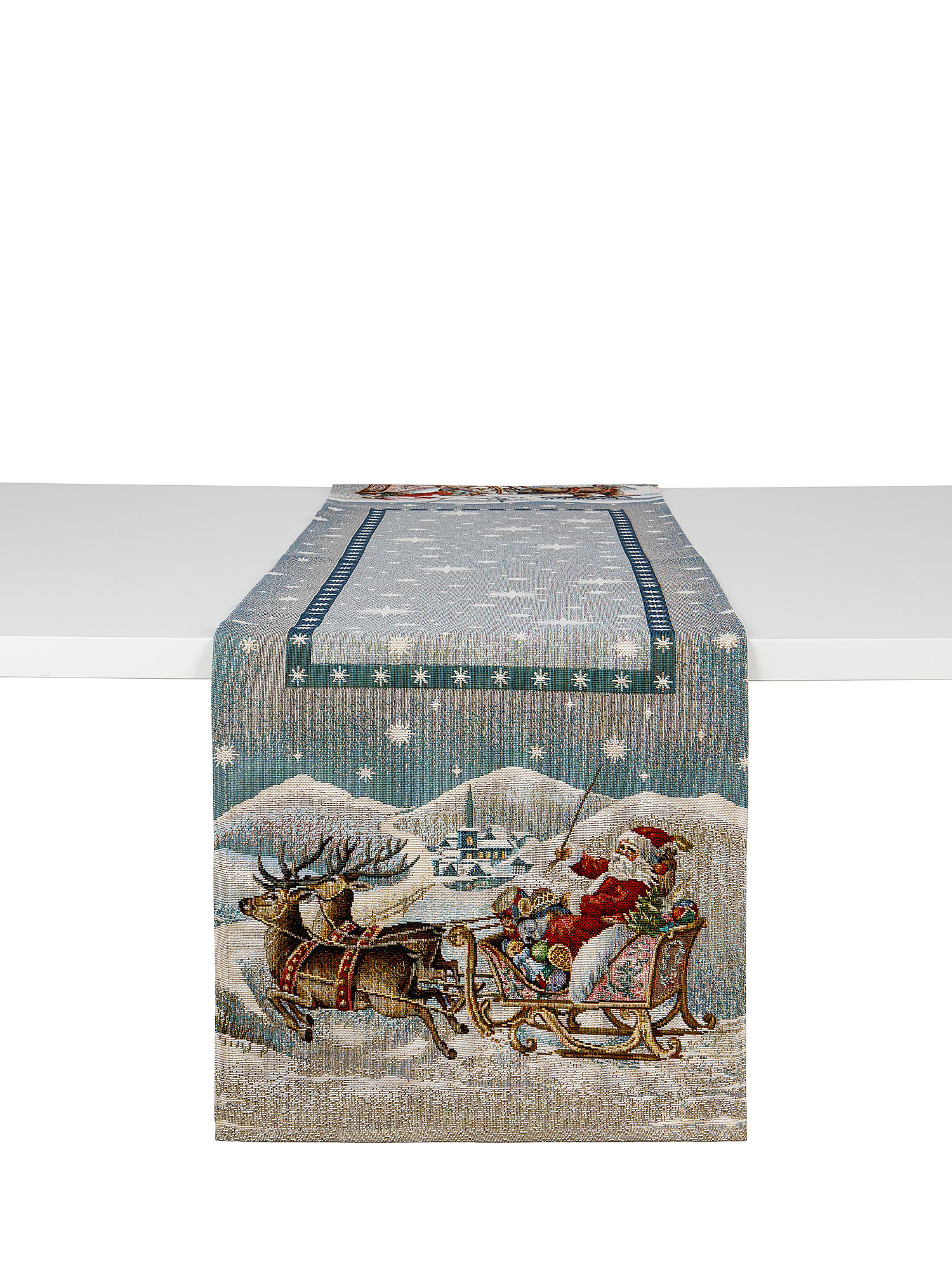 Gobelin fabric table runner with snow motif, Multicolor, large image number 0