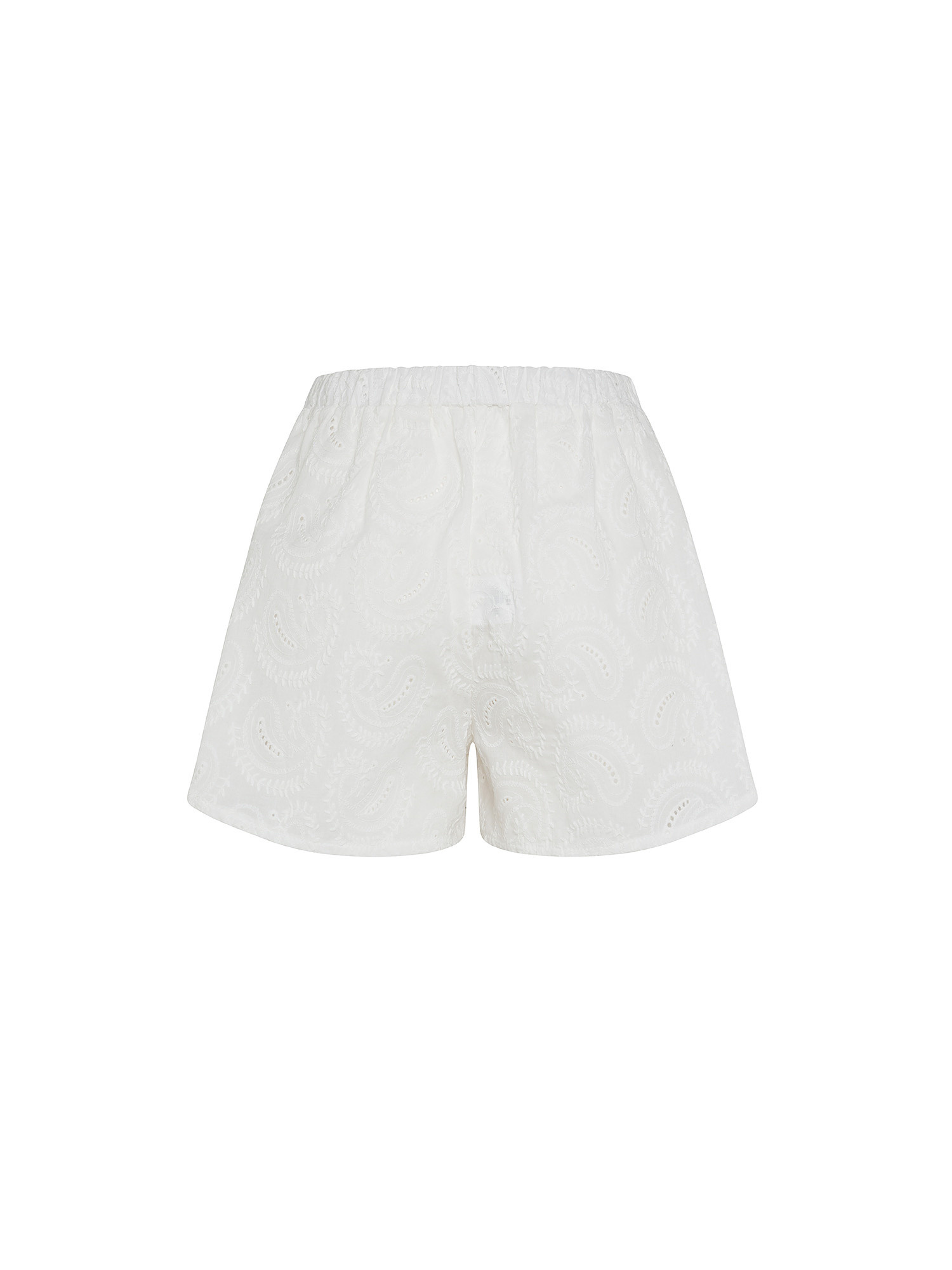 Solid color sangallo shorts in cotton, White, large image number 1