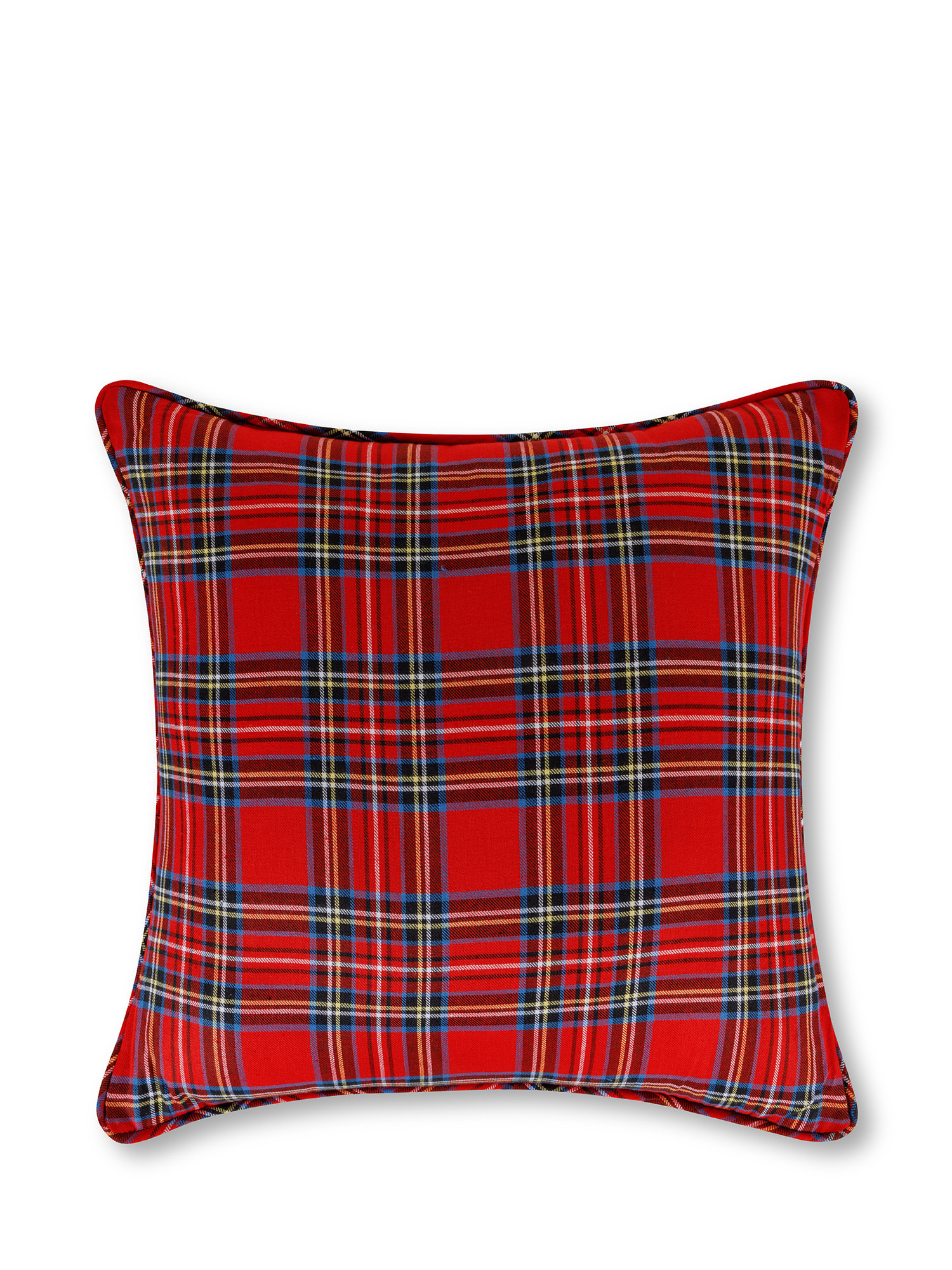 Warm tartan cotton pillow, Red, large image number 0
