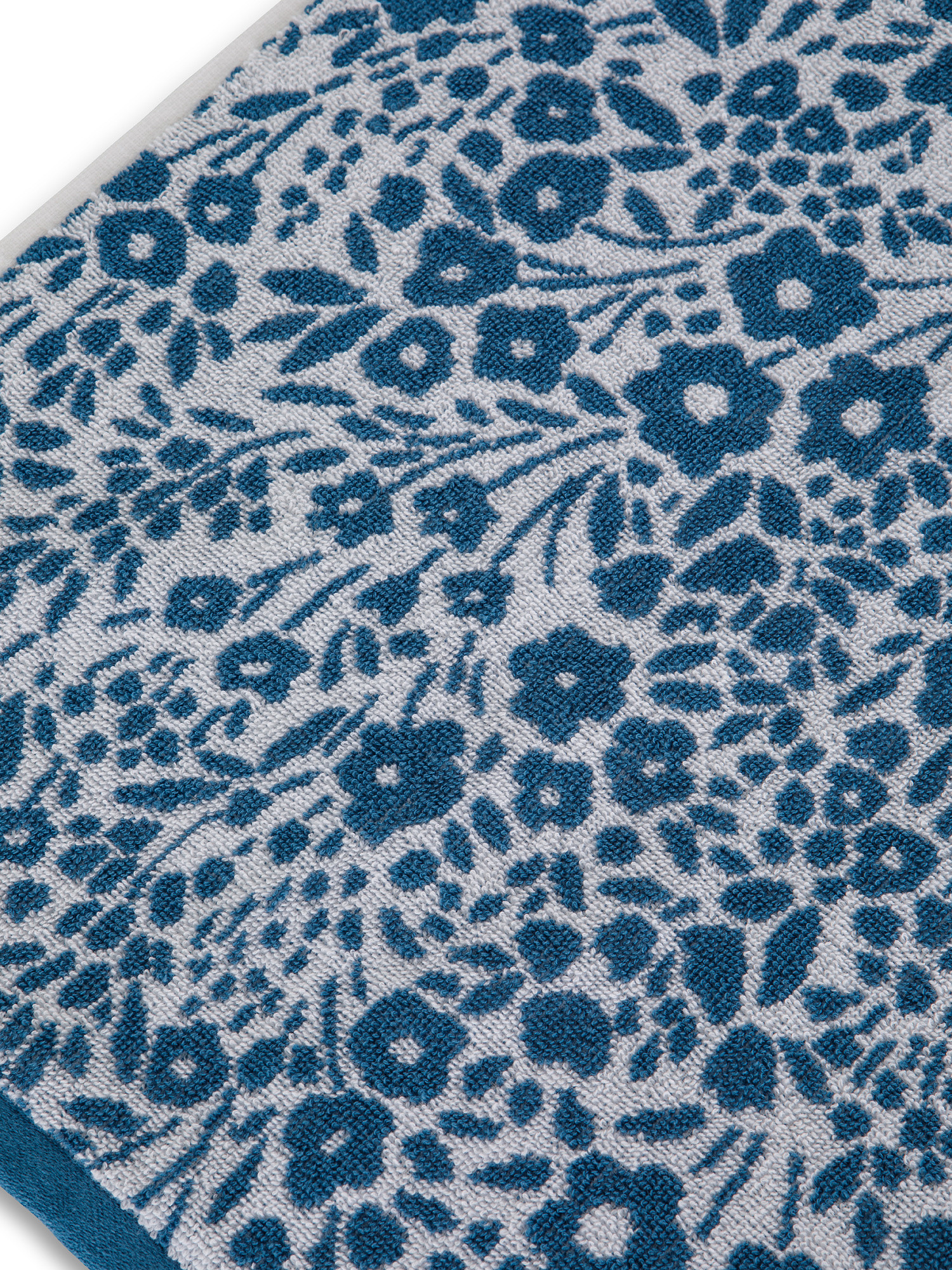 Asciugamano cotone jacquard motivo floreale, Blu, large image number 2