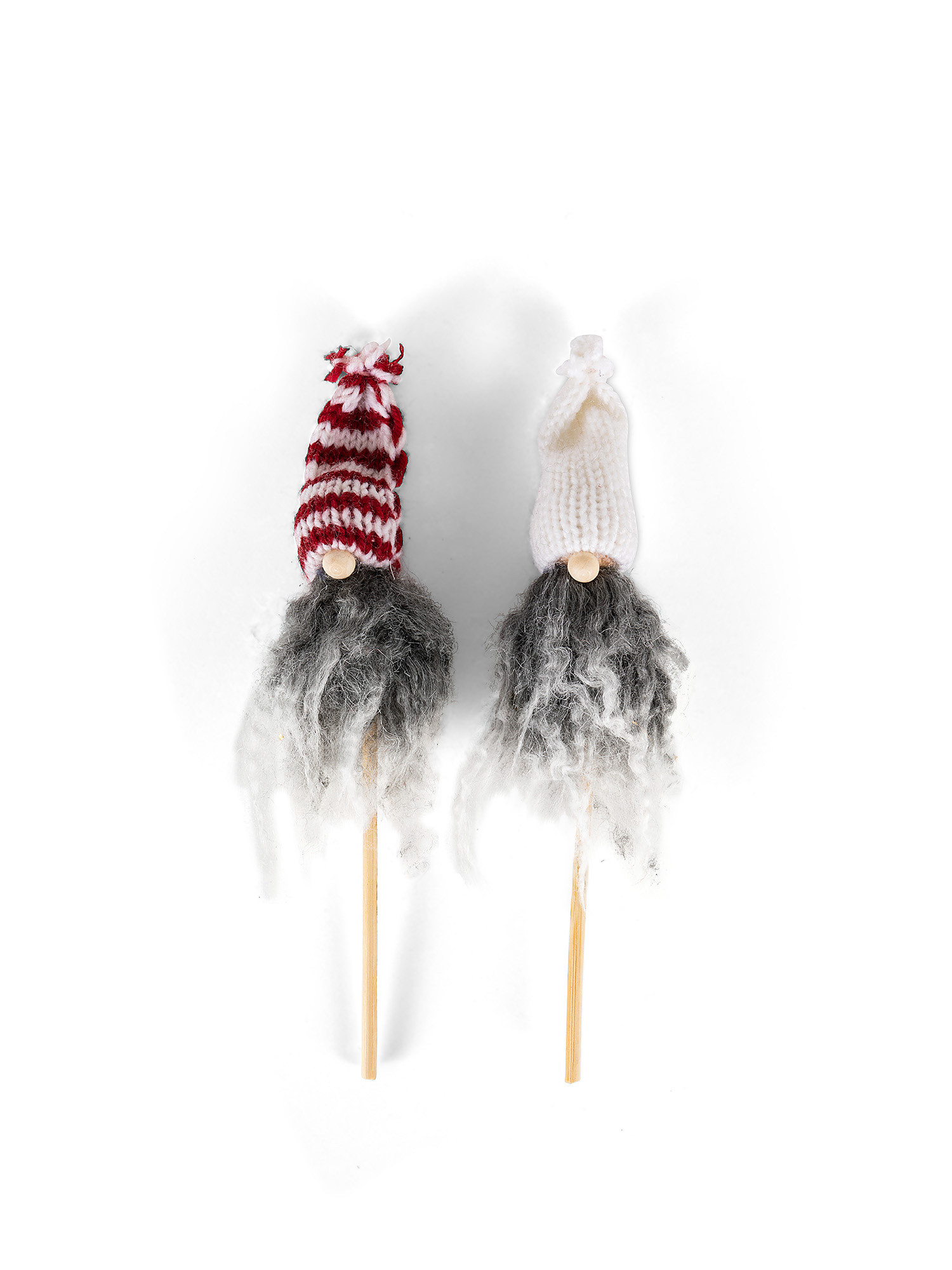 Set of 2 decorative sticks with gnomes, White, large image number 0