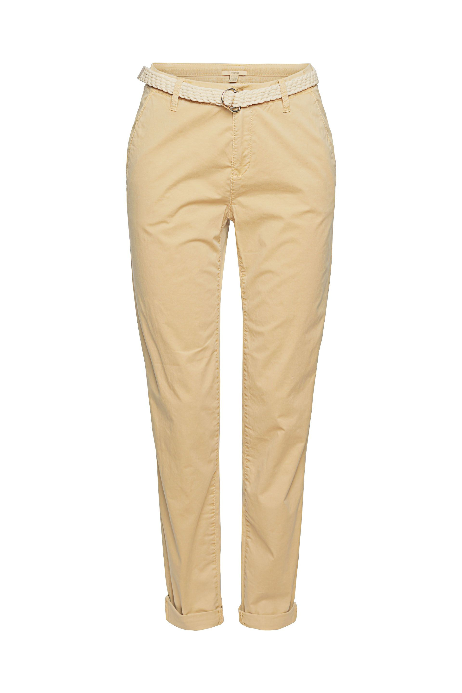 Chino trousers with woven belt, Beige, large image number 0