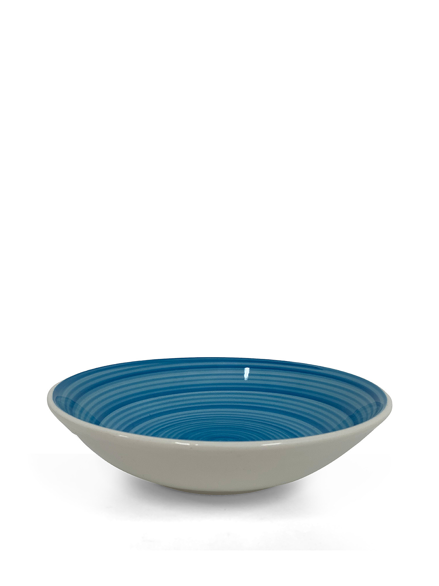 Piatto fondo ceramica dipinta a mano Spirale, Azzurro, large image number 0