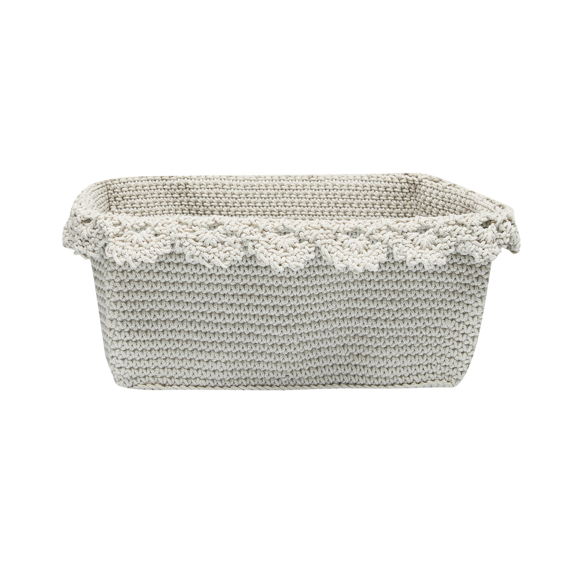 Crocheted square basket, Light Grey, large image number 0