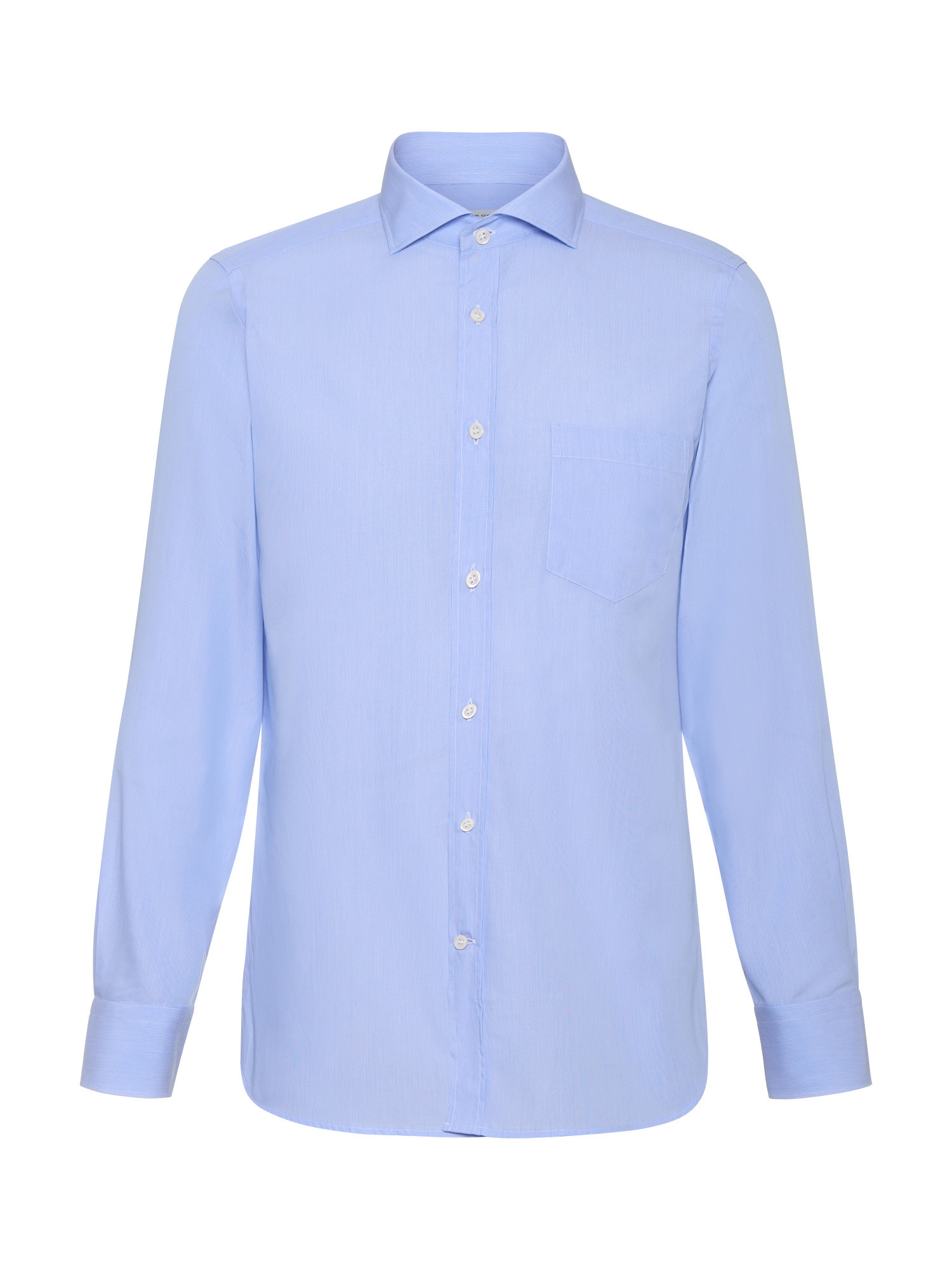 Luca D'Altieri - Camicia casual slim fit in popeline di puro cotone, Azzurro, large image number 1