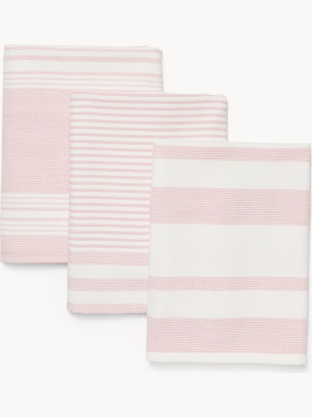 Set di 3 strofinaci in spugna di puro cotone tinto filo - Prezzo di lancio