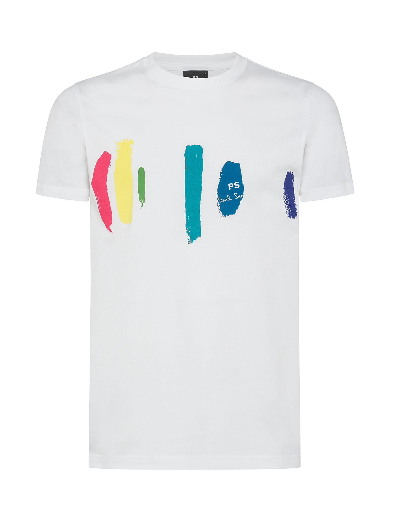 Paul Smith - Slim fit cotton T-shirt with brush strokes print, White, large image number 0