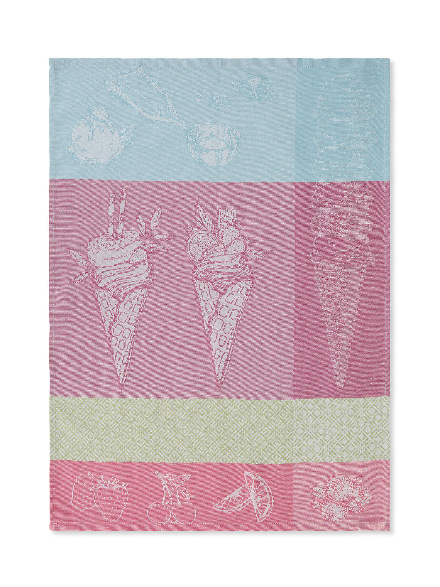 Set of 2 tea towels in cotton jacquard with ice cream motif, White, large image number 2