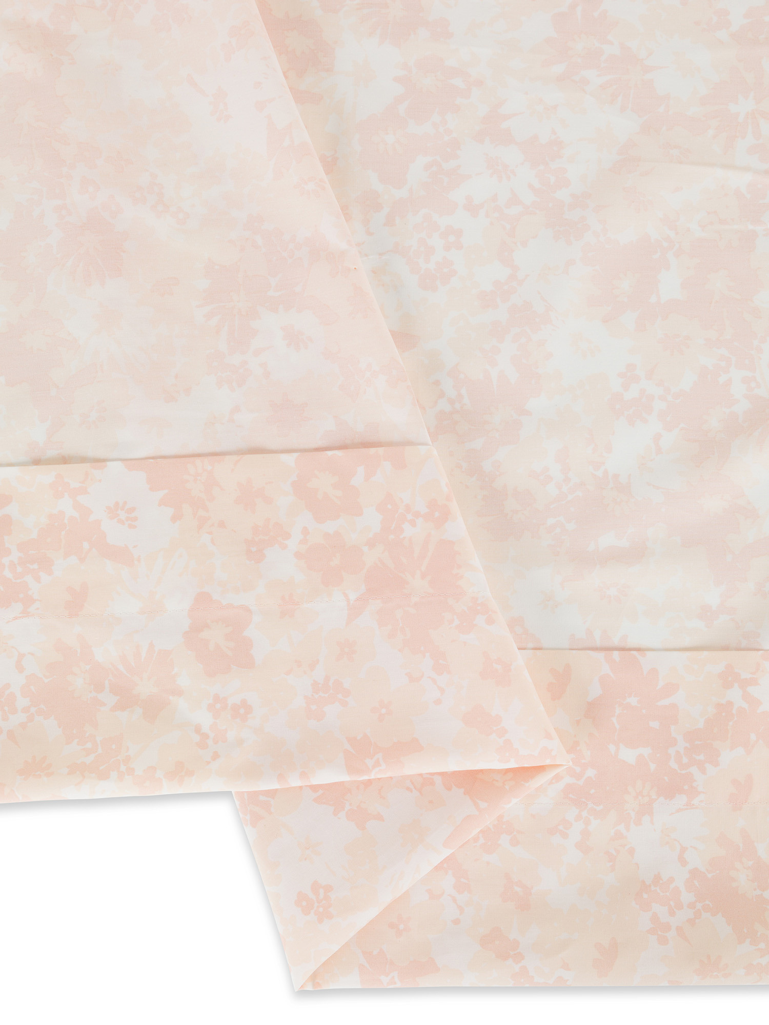 Flat sheet in percale cotton with floral pattern, Pink, large image number 2