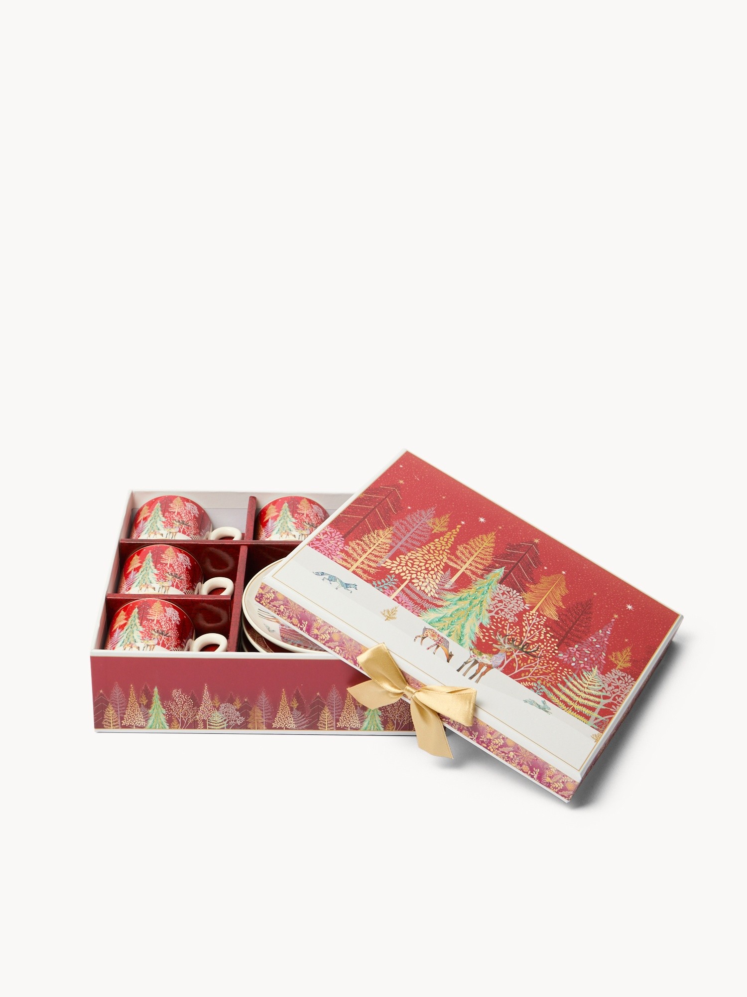 Set 4 tazze caffè in new bone china alci vintage, Rosso, large image number 2