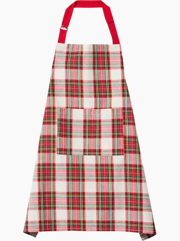 Grembiule a pettorina tartan in puro cotone tinto filo