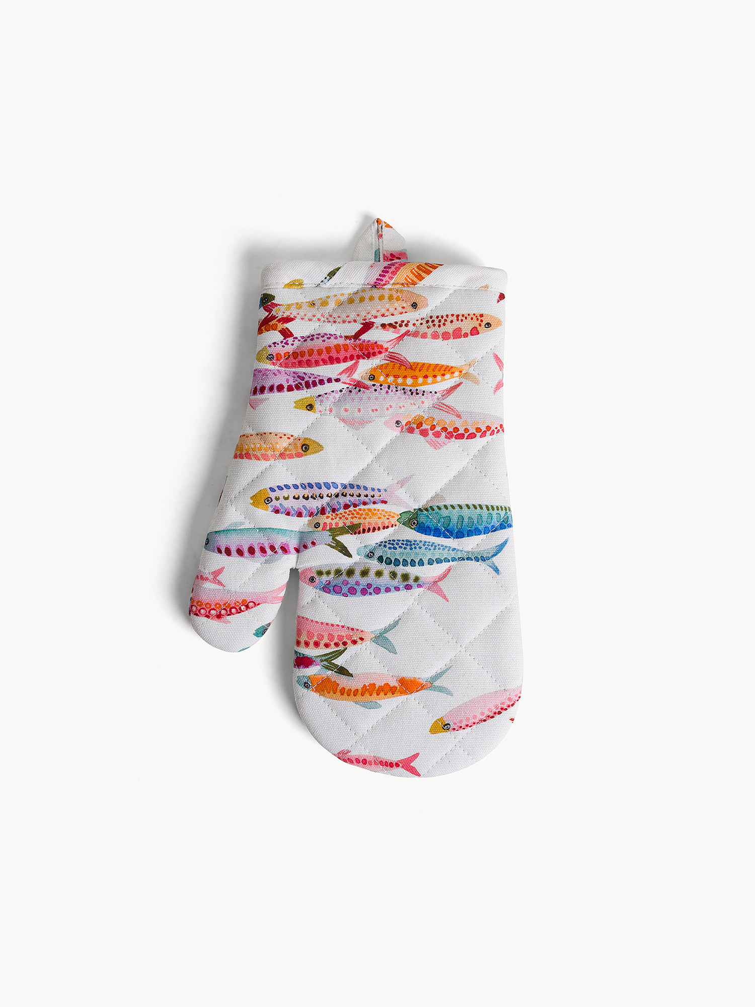 Pure cotton panama kitchen glove with fish print, Multicolor, large image number 0
