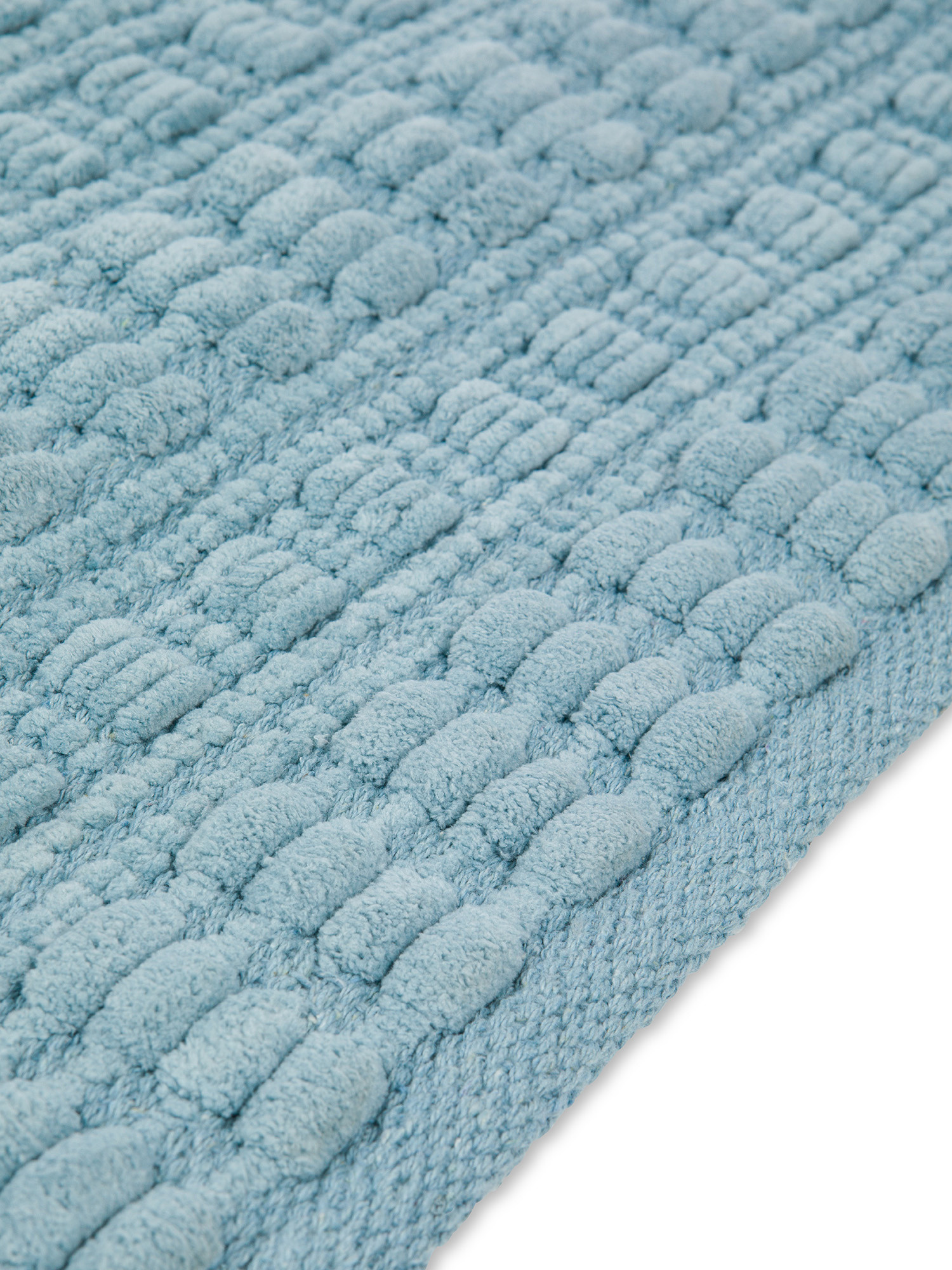 Tappeto bagno in cotone battuto e ciniglia, Azzurro, large image number 1