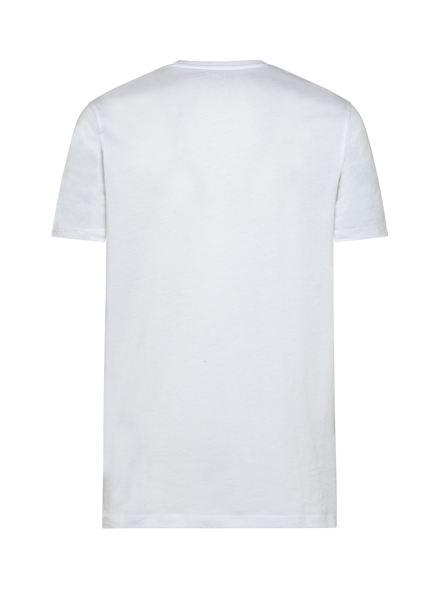 T-shirt scollo V cotone supima tinta unita, Bianco, large