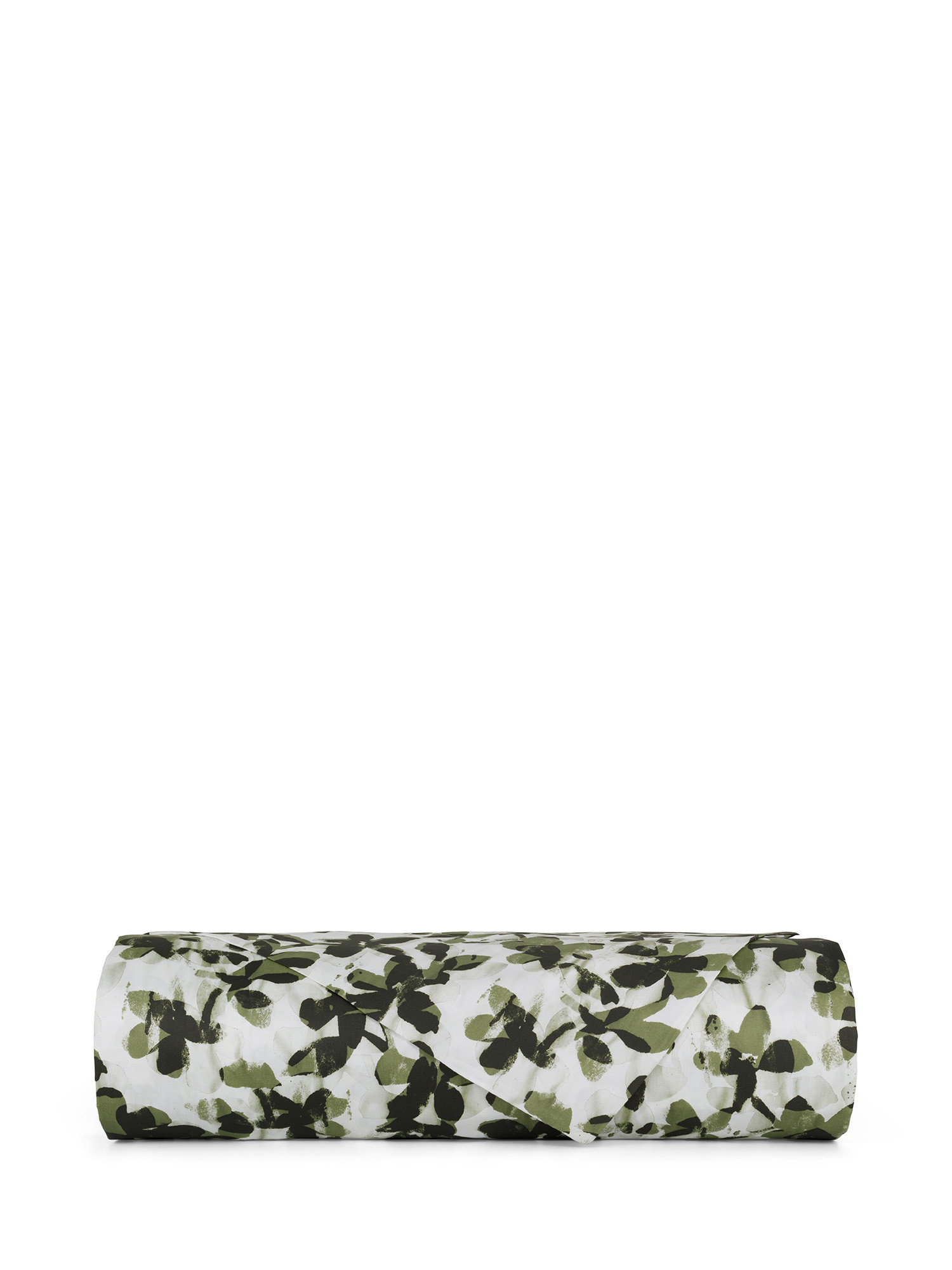 Flat sheet in cotton satin with floral pattern, Green, large image number 1