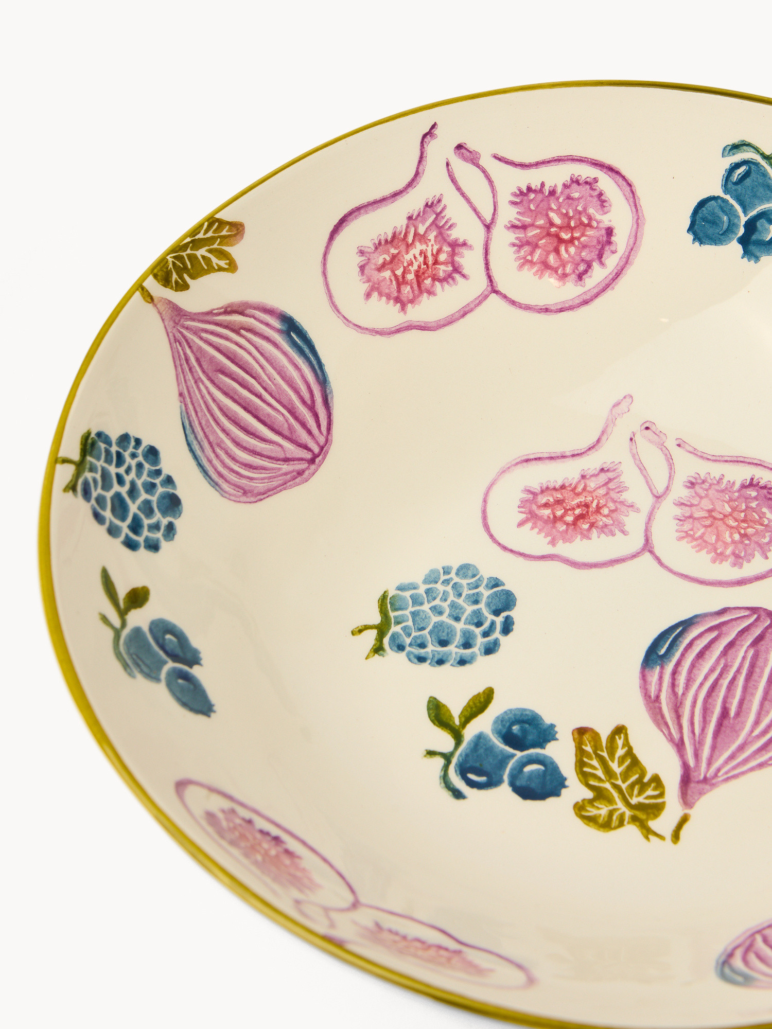 Ceramic salad bowl with hand-painted fig motif, Multicolor, large image number 1
