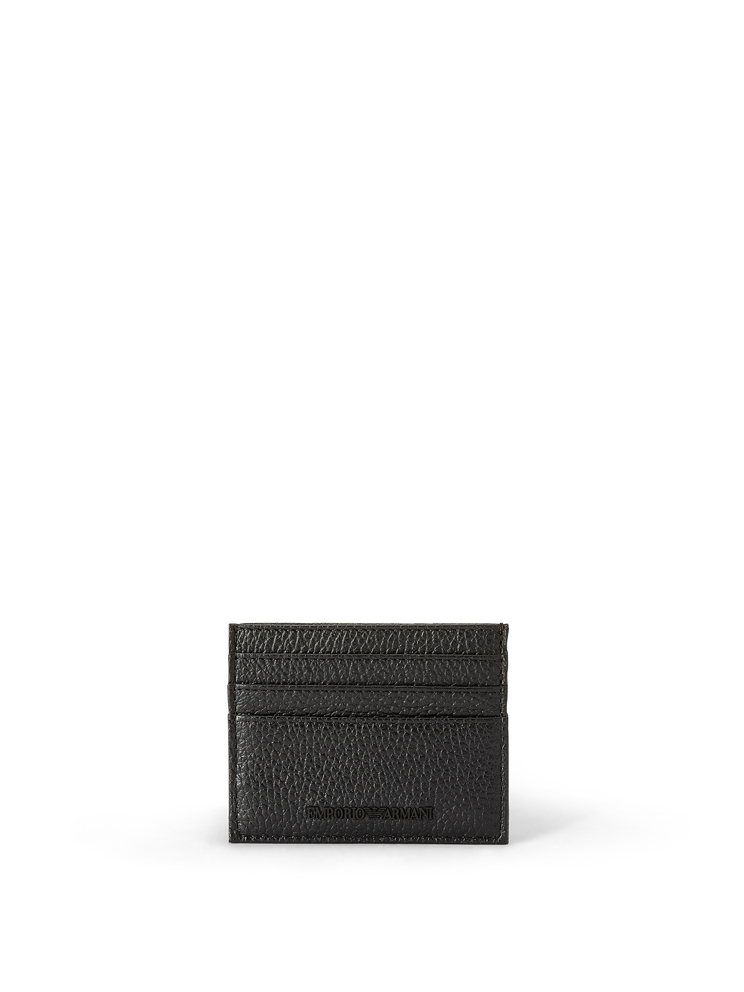 Emporio Armani - Card holder in tumbled leather, Black, large image number 0