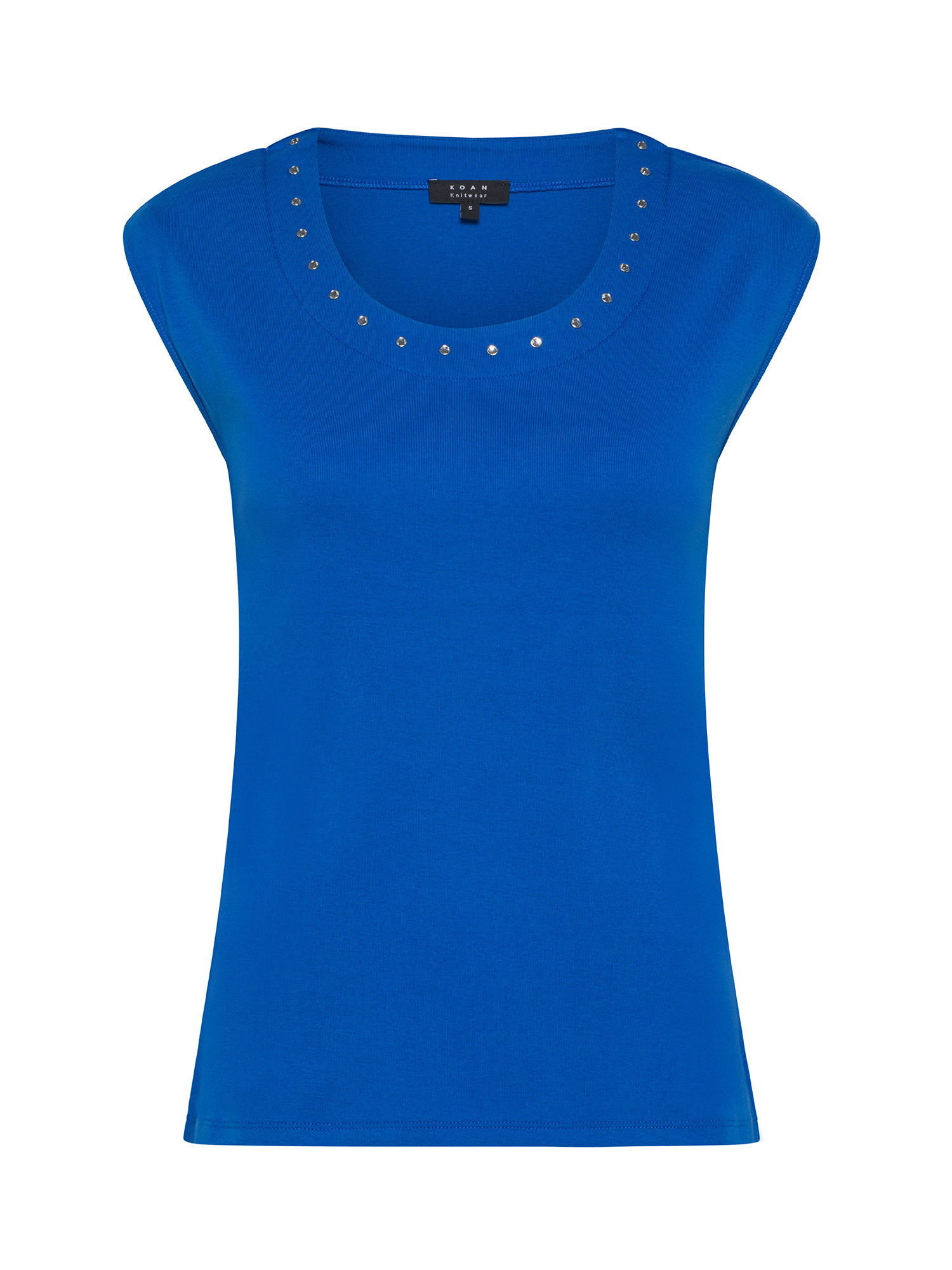 Koan - T-shirt in cotone con borchiette, Blu royal, large image number 0