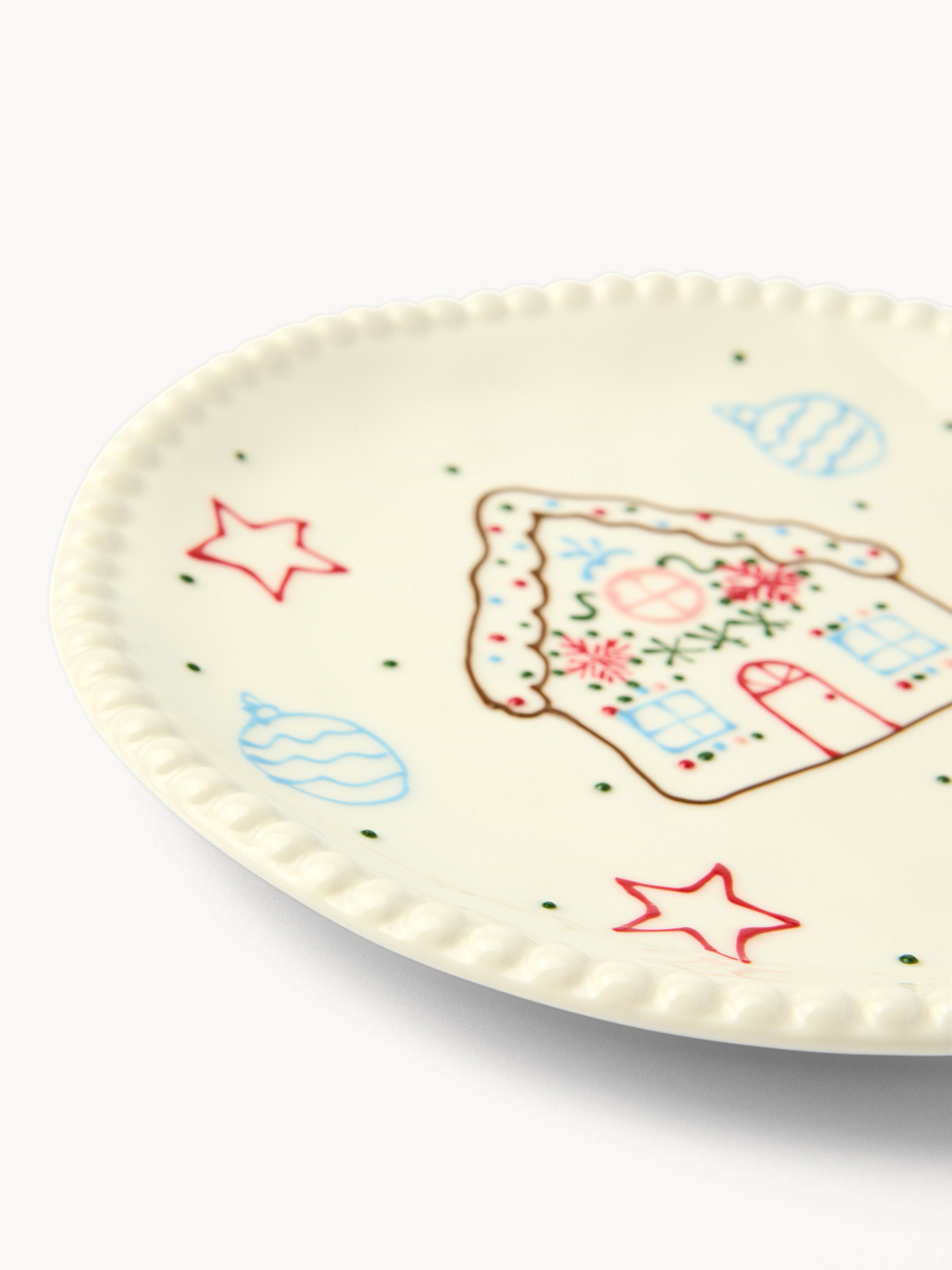 Porcelain Christmas village-shaped fruit plate, White, large image number 1