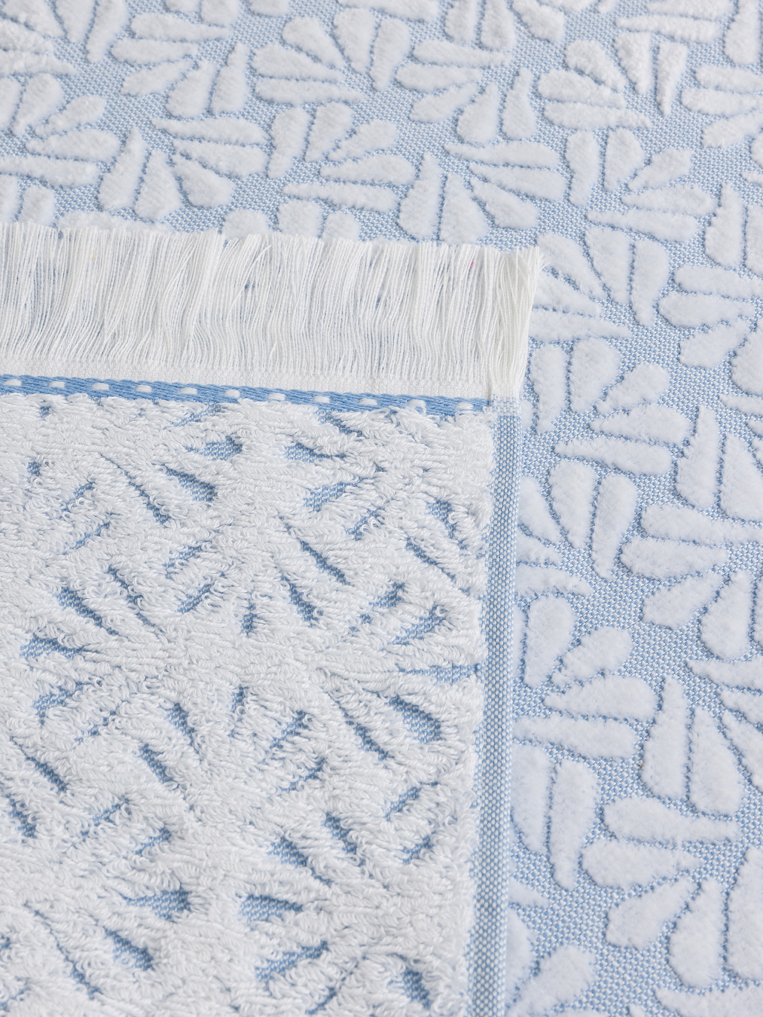 Asciugamano in cotone con fantasia jacquard, Azzurro, large image number 2