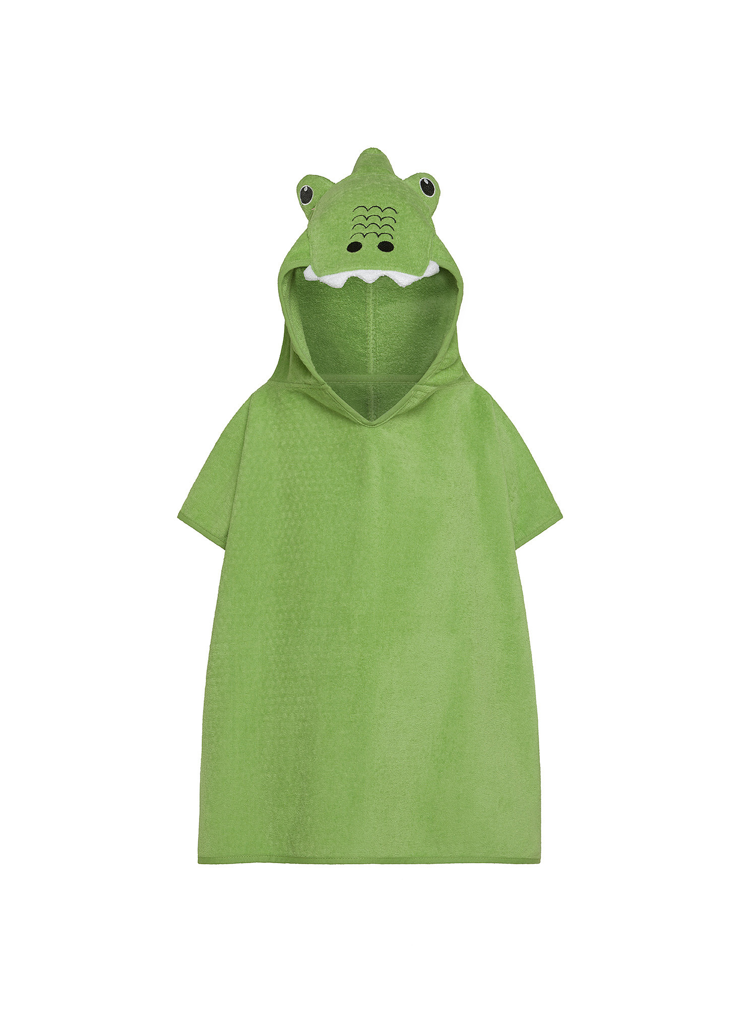 Crocodile motif terry poncho for children, Green, large image number 0