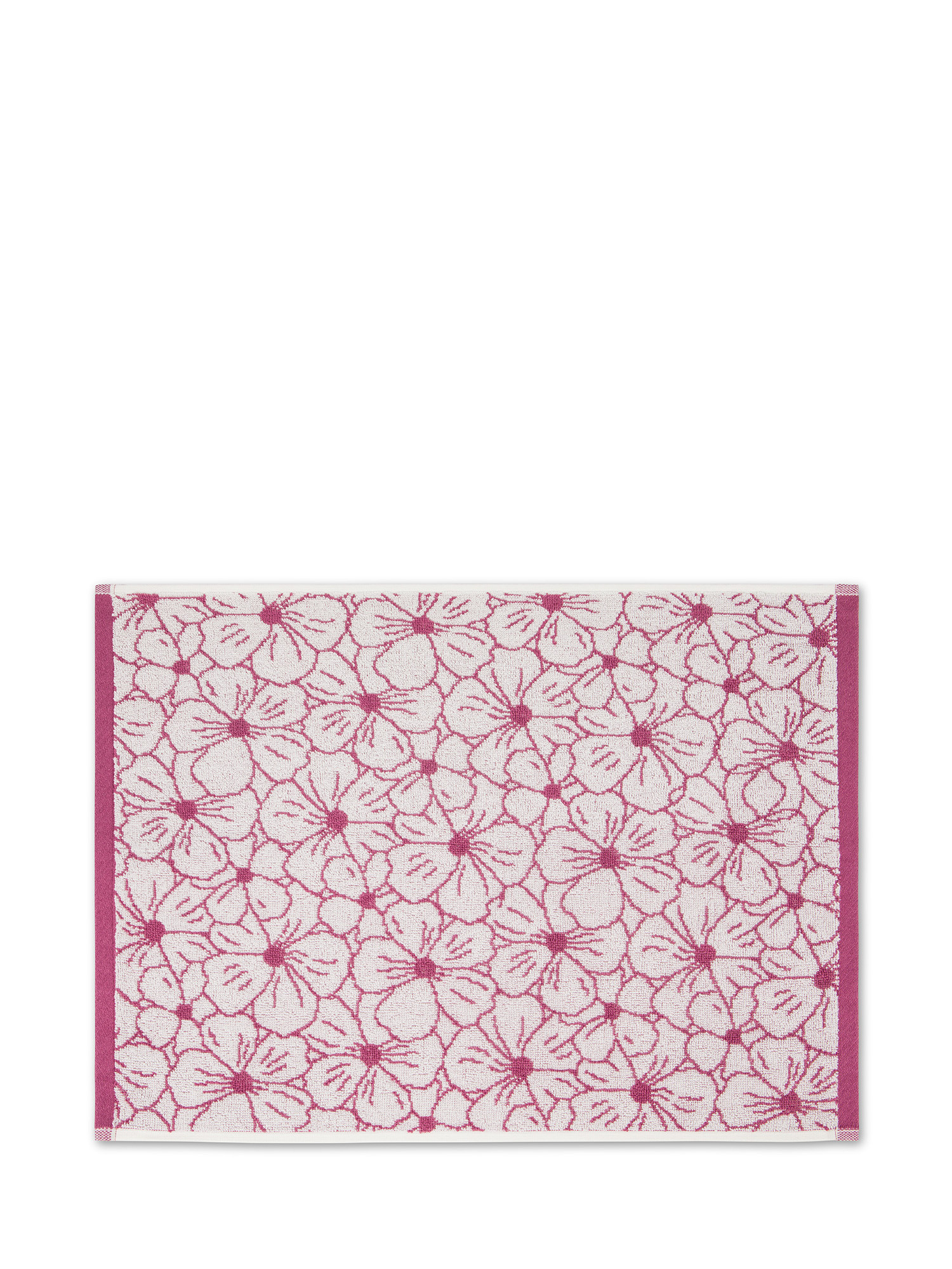 Cotton terry towel with flower motif, Mauve purple, large image number 1