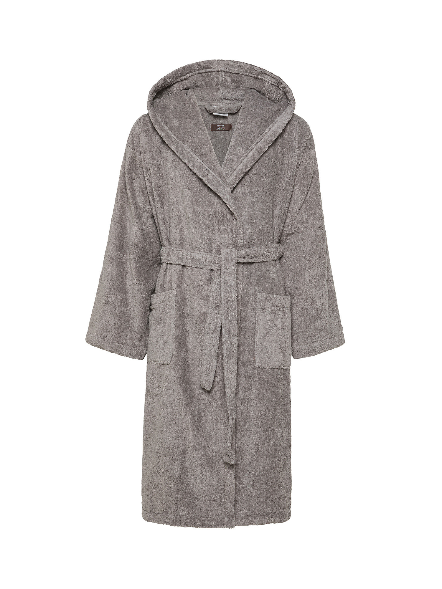 Zefiro solid color 100% cotton bathrobe, Grey, large image number 0