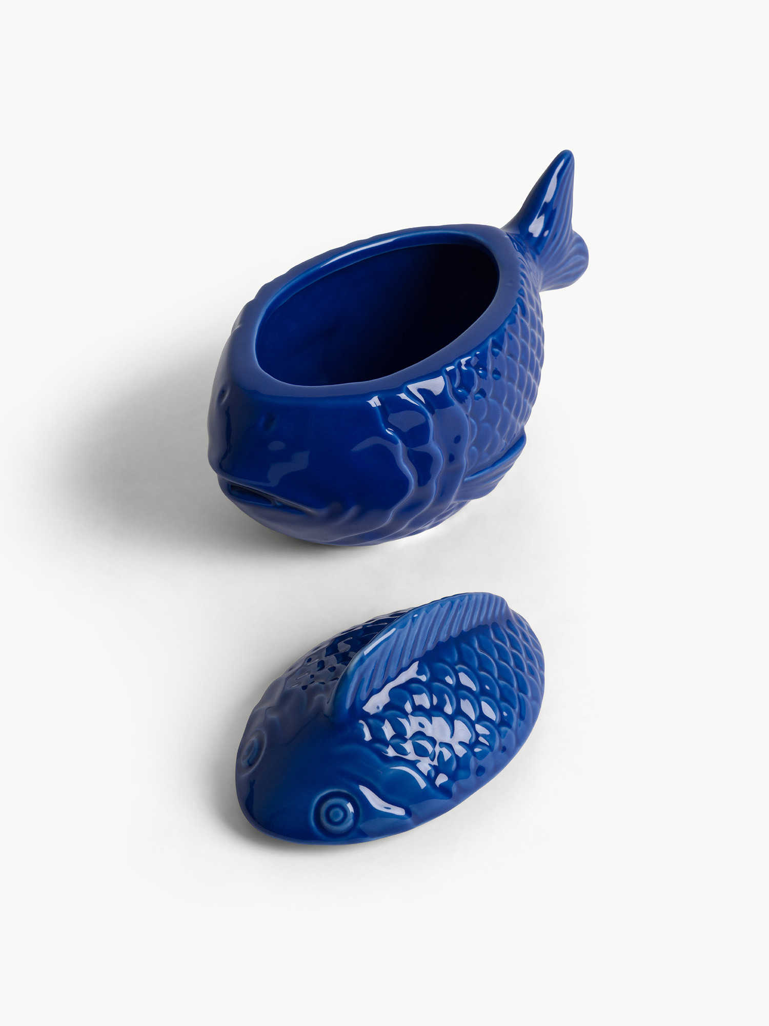 Barattolo stoneware a pesce, Blu chiaro, large image number 1