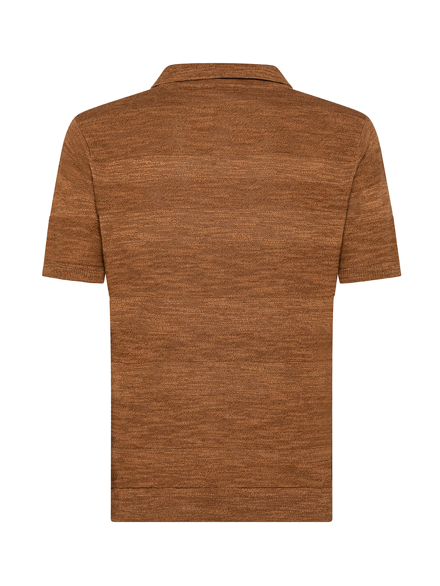 Cotton blend knitted polo shirt, Brown, large image number 1