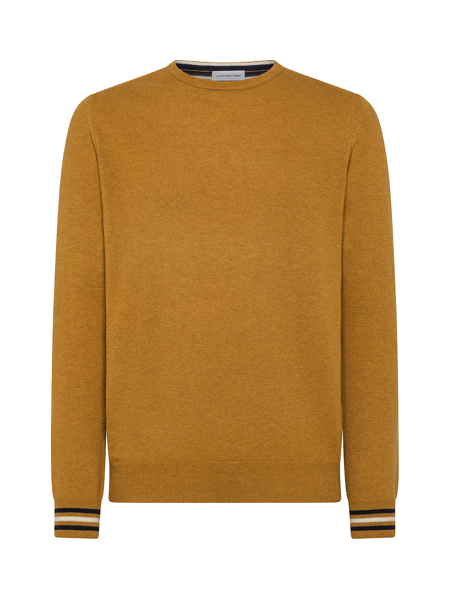 Crewneck sweater with Blend cashmere insert, Ocra Yellow, large image number 0