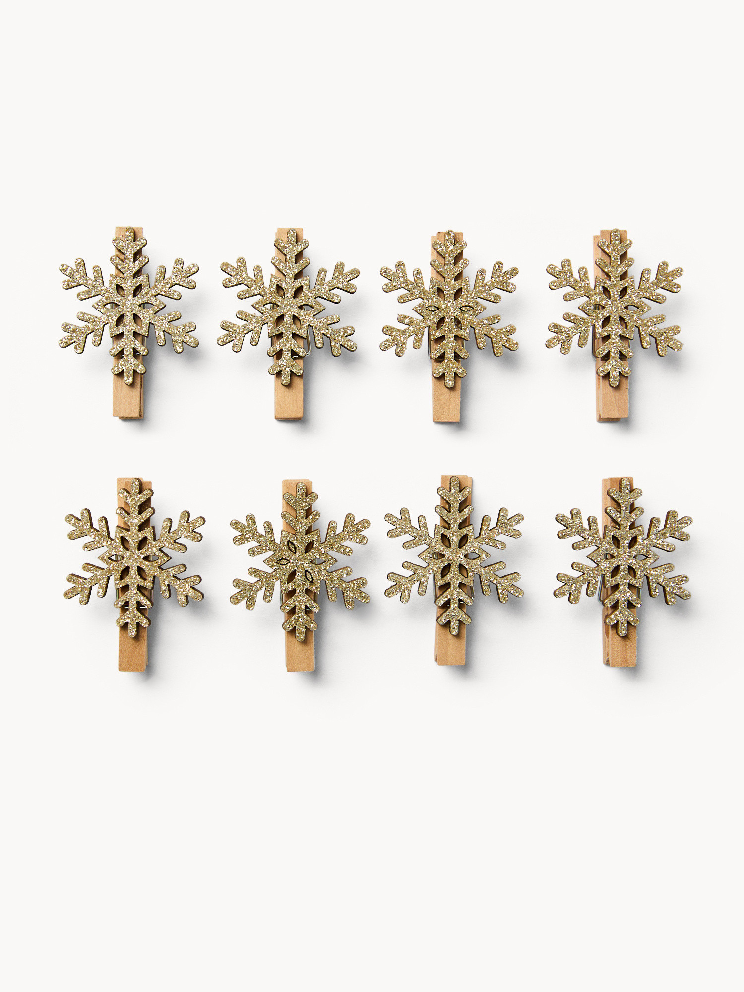 Set 6 clip chiudipacco a forma di fiocco di neve, Grigio argento, large image number 0